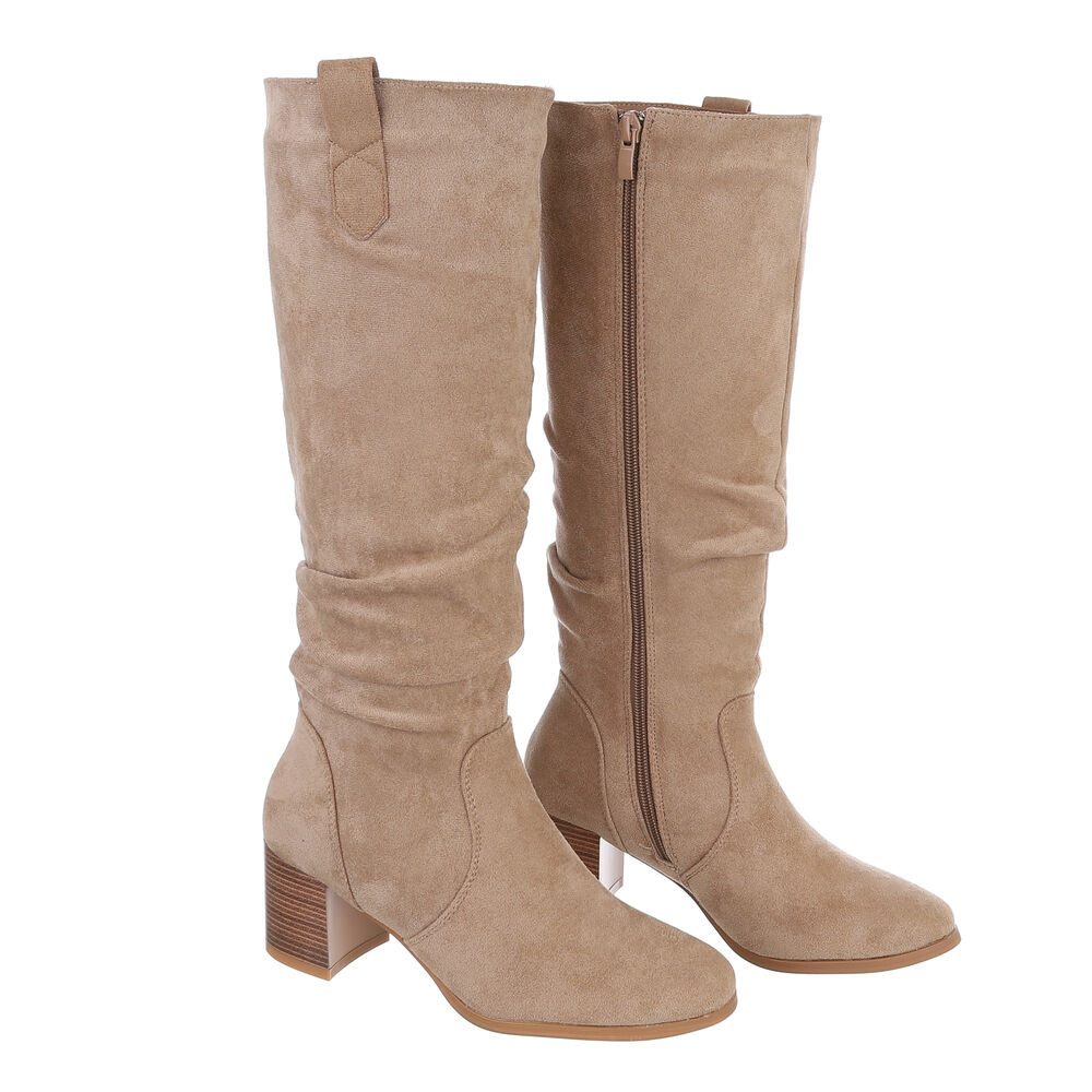 Ital-Design Damen Elegant Stiefel (87108609) Blockabsatz Klassische Stiefel in Hellbraun