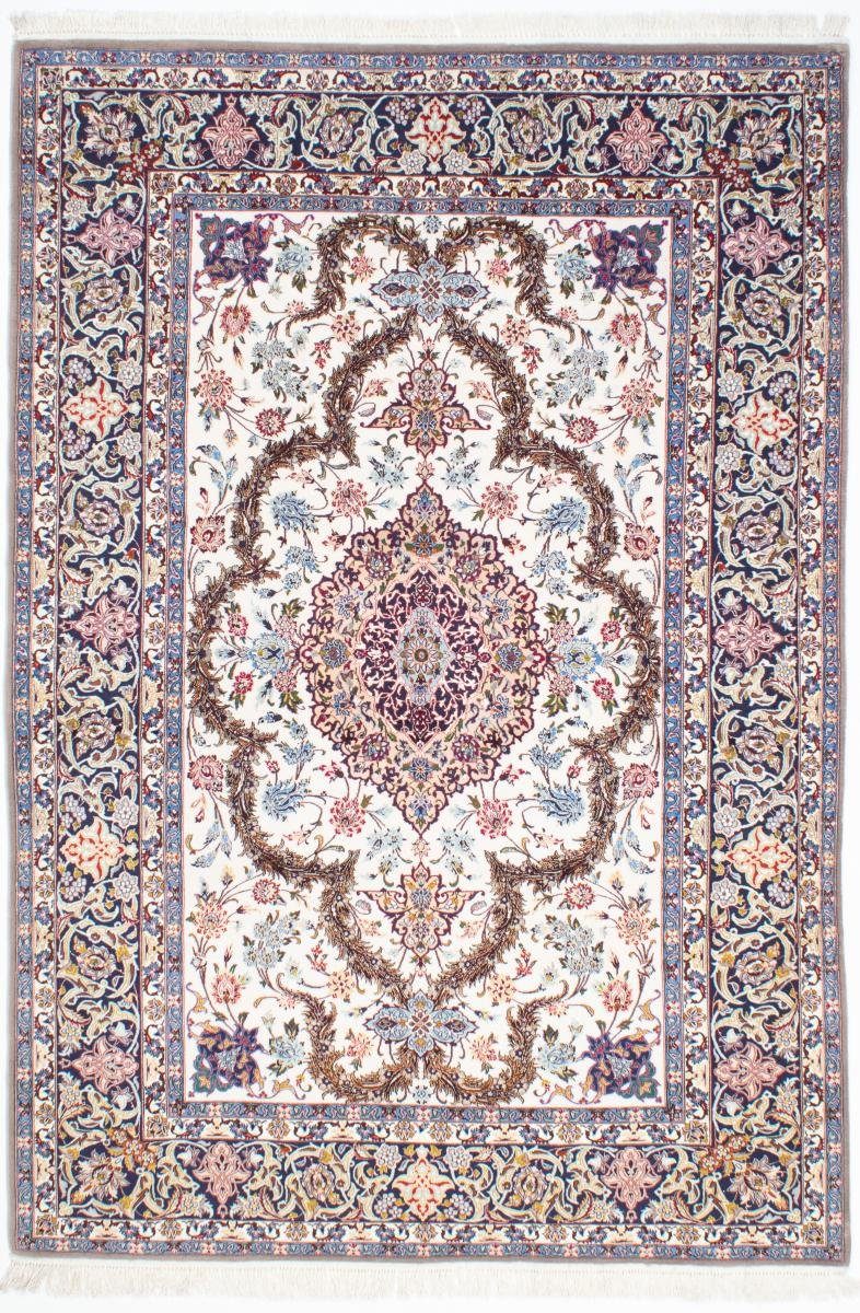 Orientteppich Isfahan Seidenkette 161x232 Handgeknüpfter Orientteppich, Nain Trading, rechteckig, Höhe: 6 mm