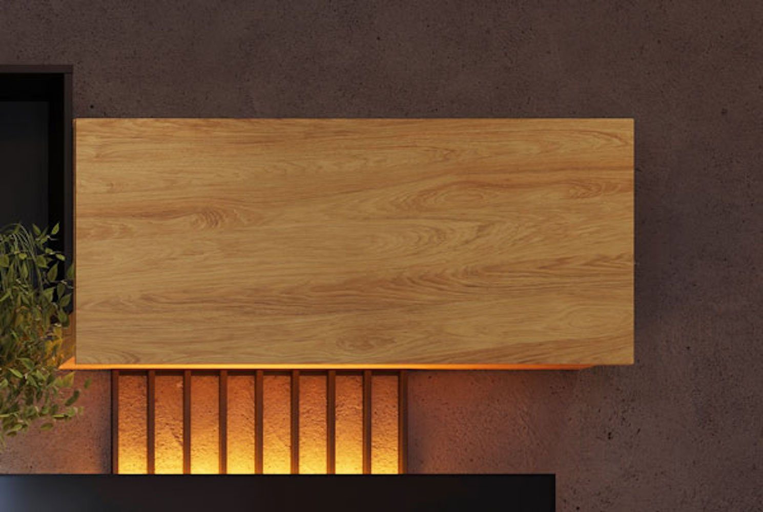 Feldmann-Wohnen Klapphängeschrank Teen Flex (Teen Flex, 1-St., Hängeschrank) 102x27x45cm Hickory Natur