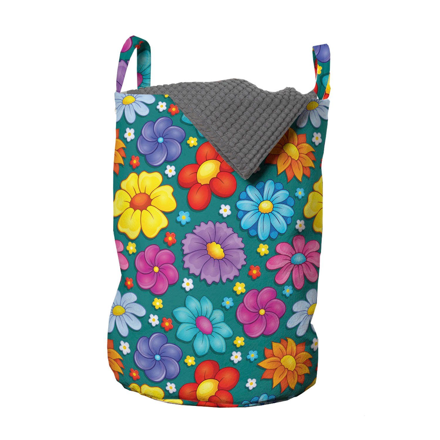 Abakuhaus Wäschesäckchen Wäschekorb mit Griffen Kordelzugverschluss für Waschsalons, Blume Frische Frühlings-Baby-Muster