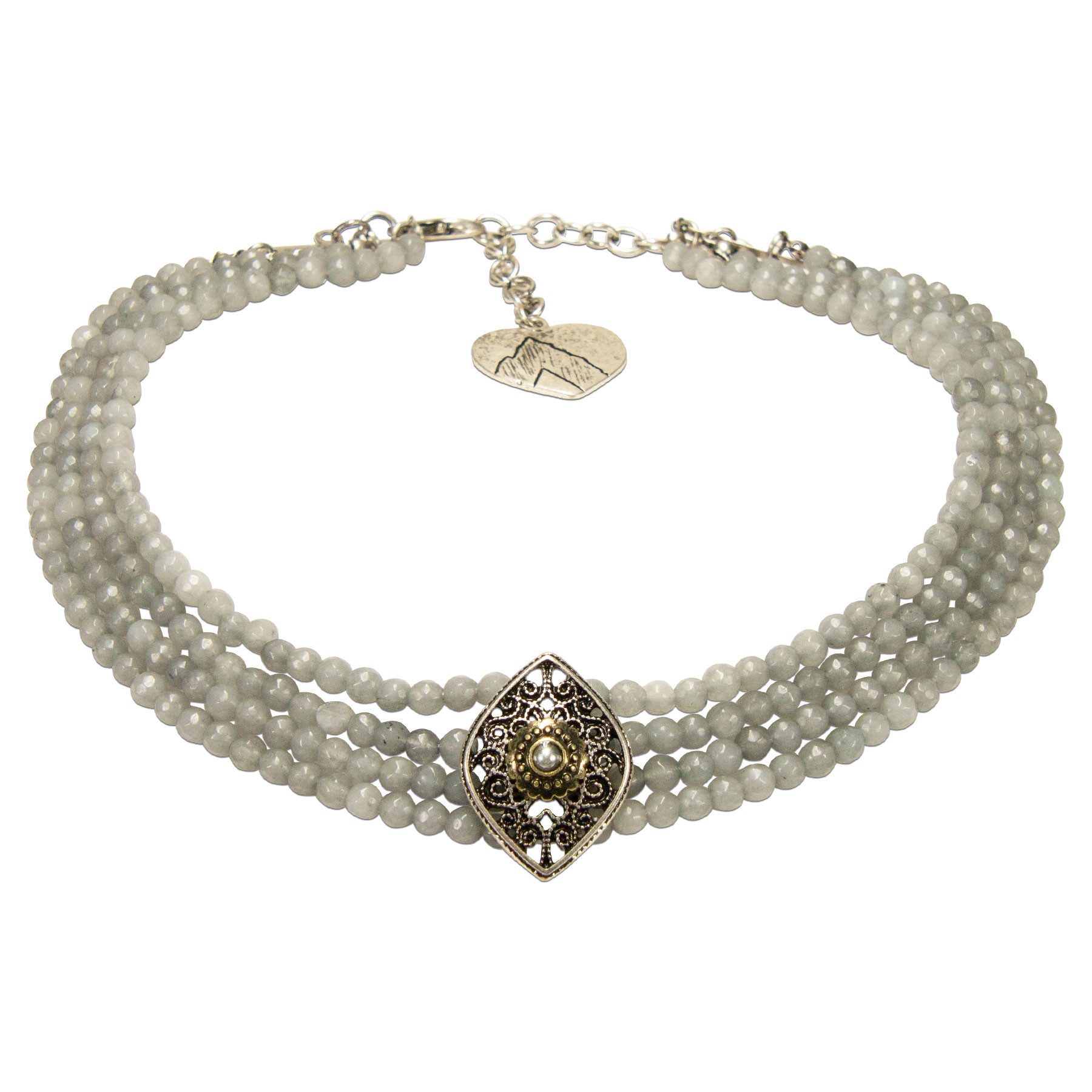 Collier Trachten-Perlen-Kropfkette Melina (grau)