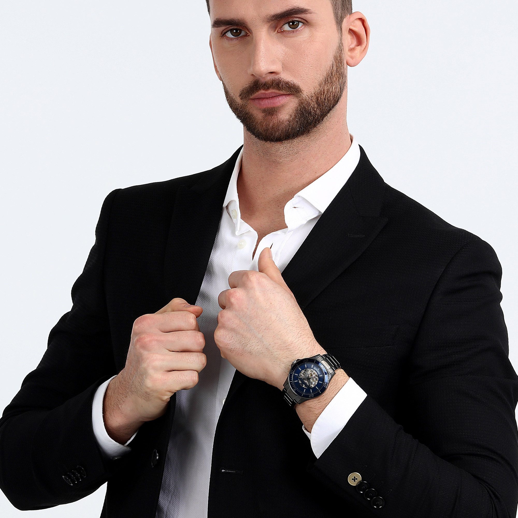 MASERATI Automatikuhr Sfida, 44 mm – Herrenarmbanduhr mit blauem Zifferblatt & Edelstahlband R8823140015, Markantes Automatikmodell in sportlichem Design