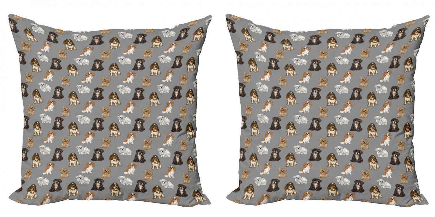 Accent Kunstwerk (2 Digitaldruck, Modern Stück), Abakuhaus Hunde Doppelseitiger Hunderassen Kissenbezüge Verschiedene