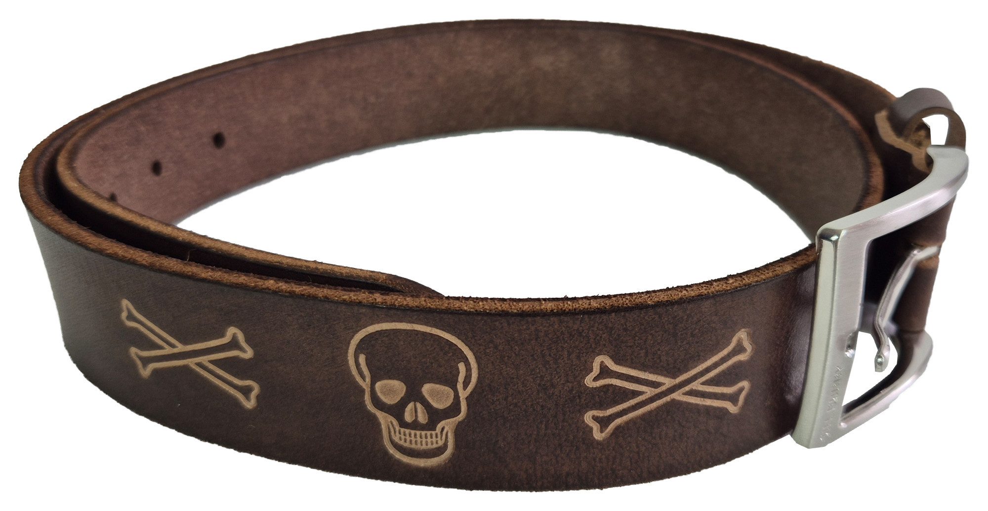 Ledergürtel Echt Leder Gürtel Skull Totenkopf Kaffeebraun