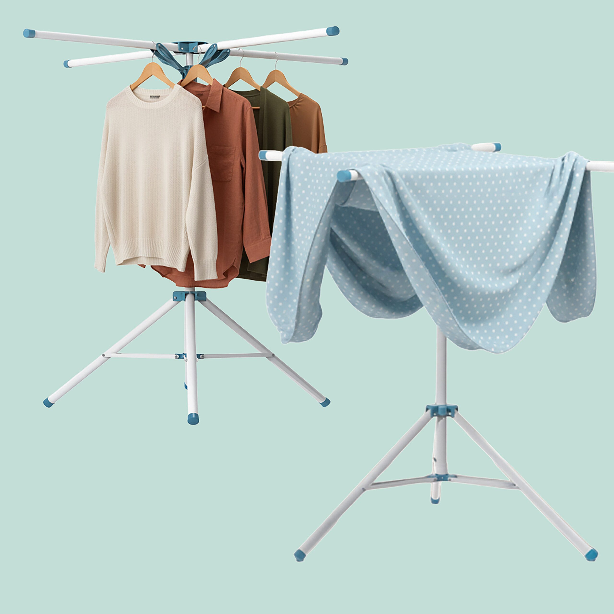 relaxdays Wäscheständer für Kleiderbügel, Weiß-Blau – Bild 5 von 5