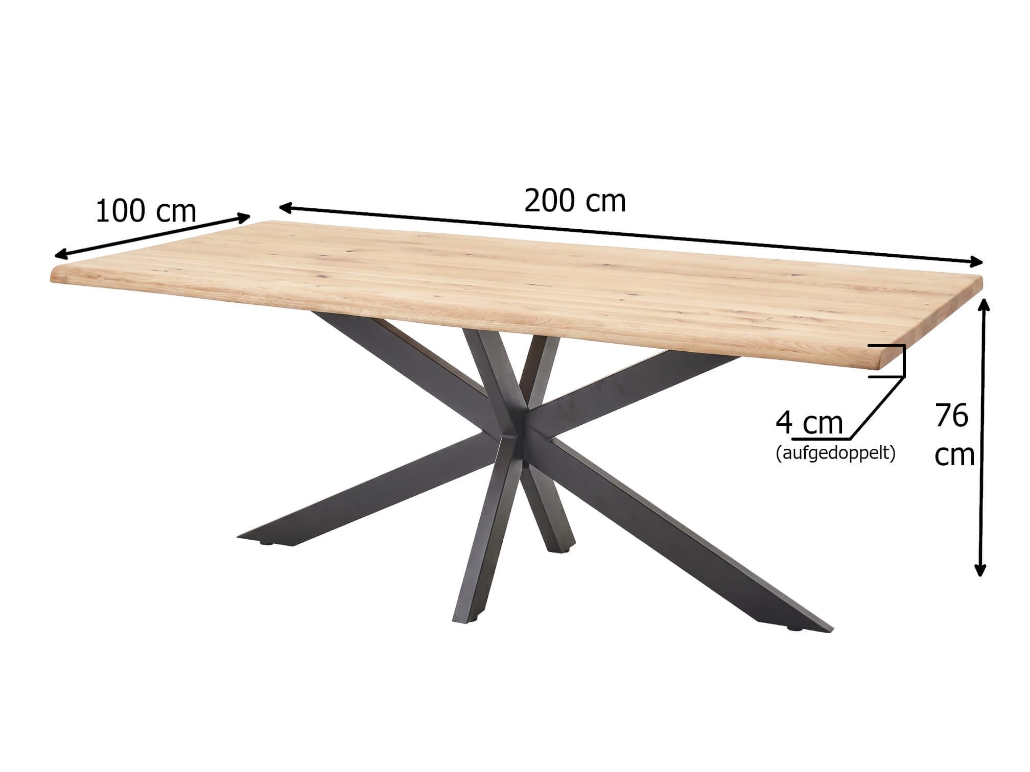 moebel-dich-auf Esszimmer-Set PORTOFINO, (Esstisch mit Stühlen Eiche Massivholz mit Baumkante 200 cm breit, 1 Tisch, 4 Stühle, 6 Stühle oder 4 Stühle mit Bank), Sitzgruppe mit Cordbezug
