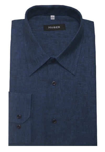 Huber Hemden Leinenhemd HU-0058 Kentkragen 100% Leinen Nachhaltige Naturfaser Regular Fit Made in EU