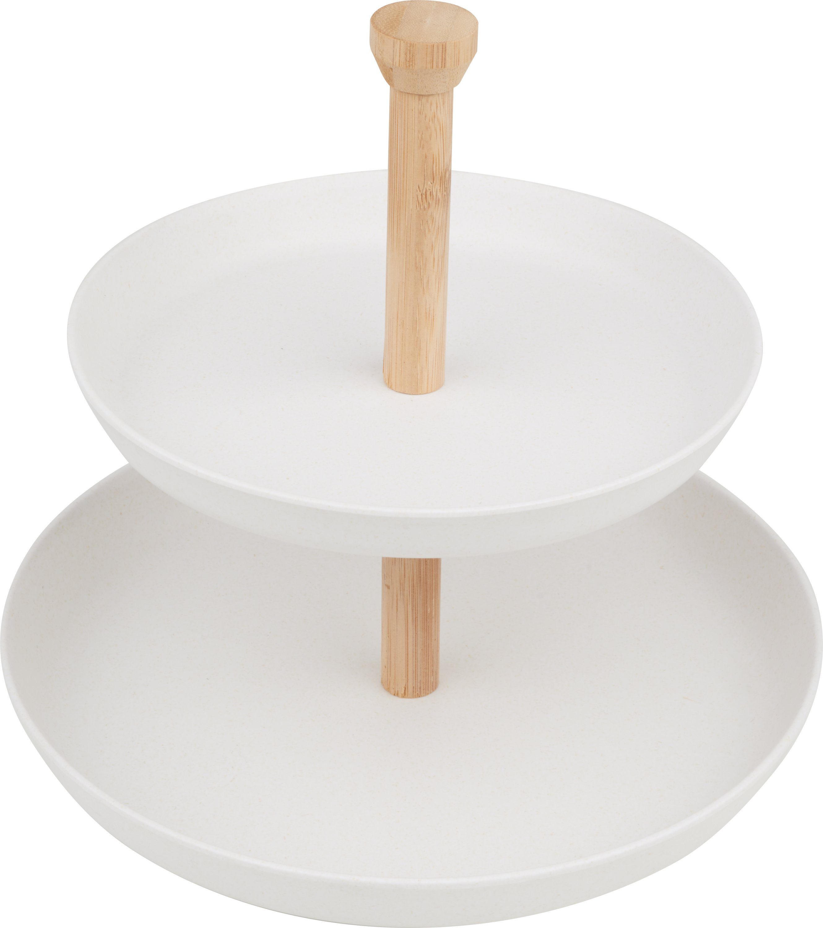 VBS Etagere Deko-Etagere, Bambus, mit Holzgriff 2-stöckig