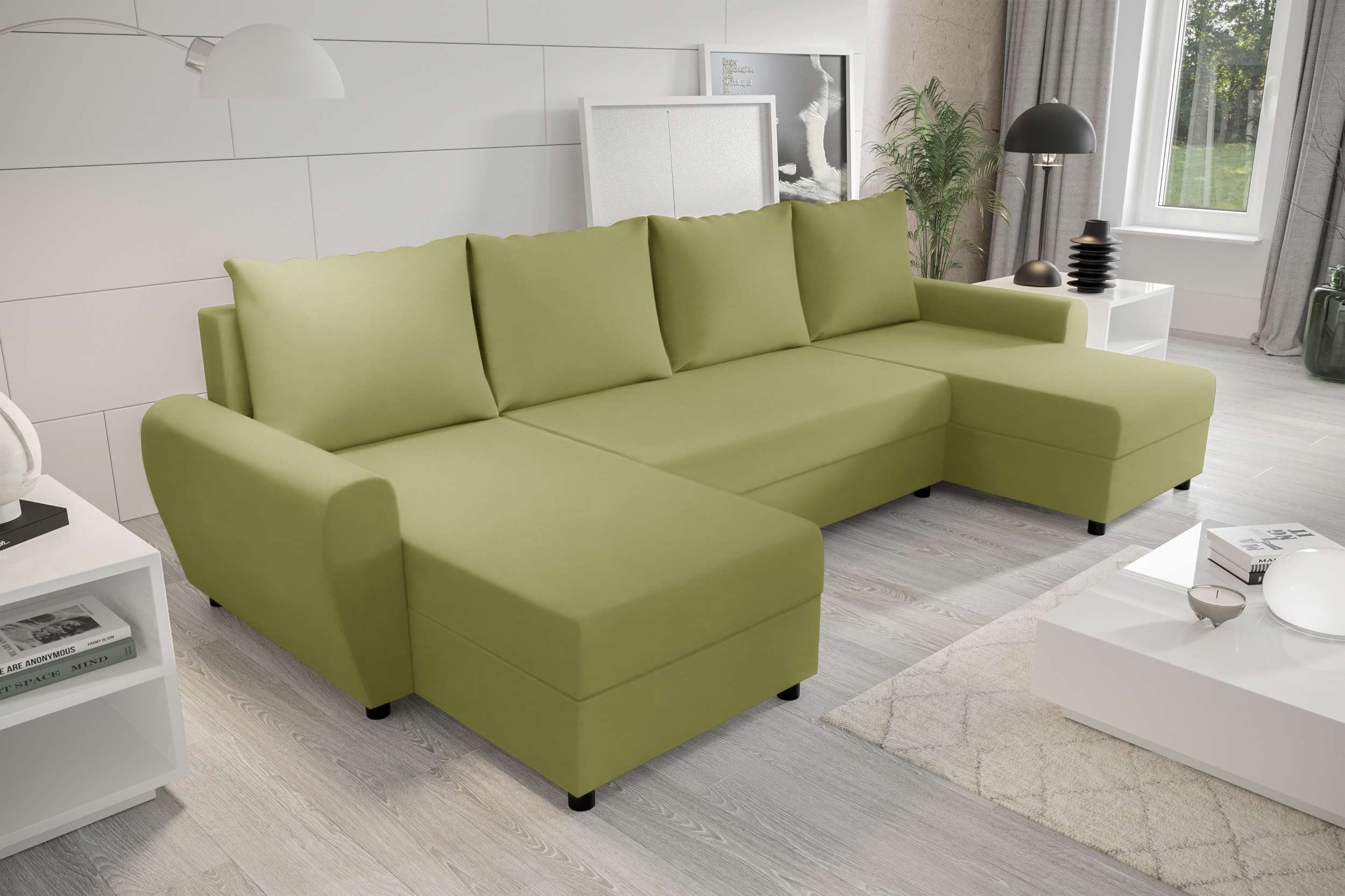 Bettfunktion, Wohnlandschaft Modern Eckcouch, Design Bettkasten, mit Sitzkomfort, U-Form, mit Arlen, Stylefy Sofa,