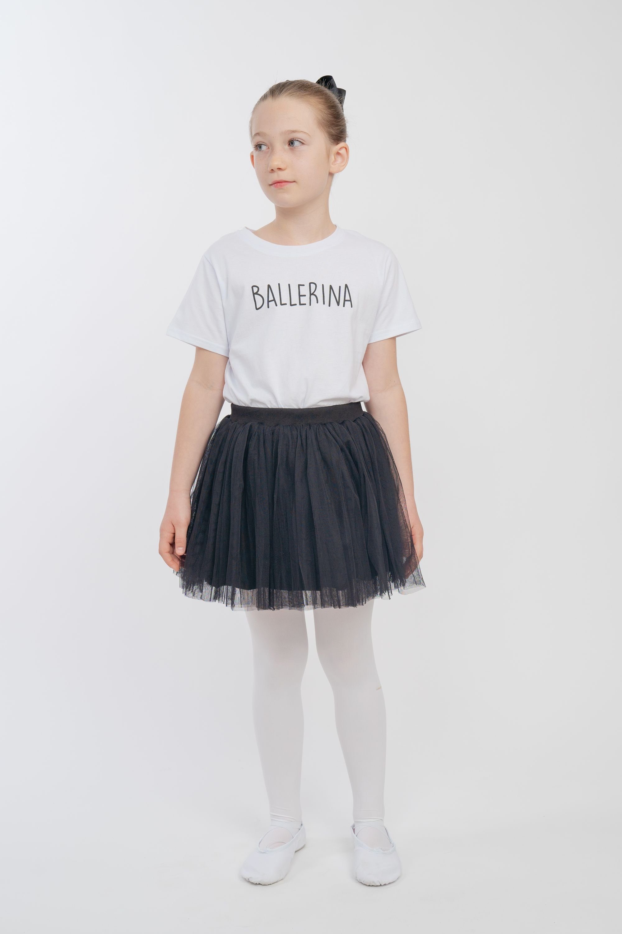 weich Tüllrock Unterrock Ballerina blickdichtem Little tanzmuster Tüllrock aus mit besonders schwarz Tüll weichem