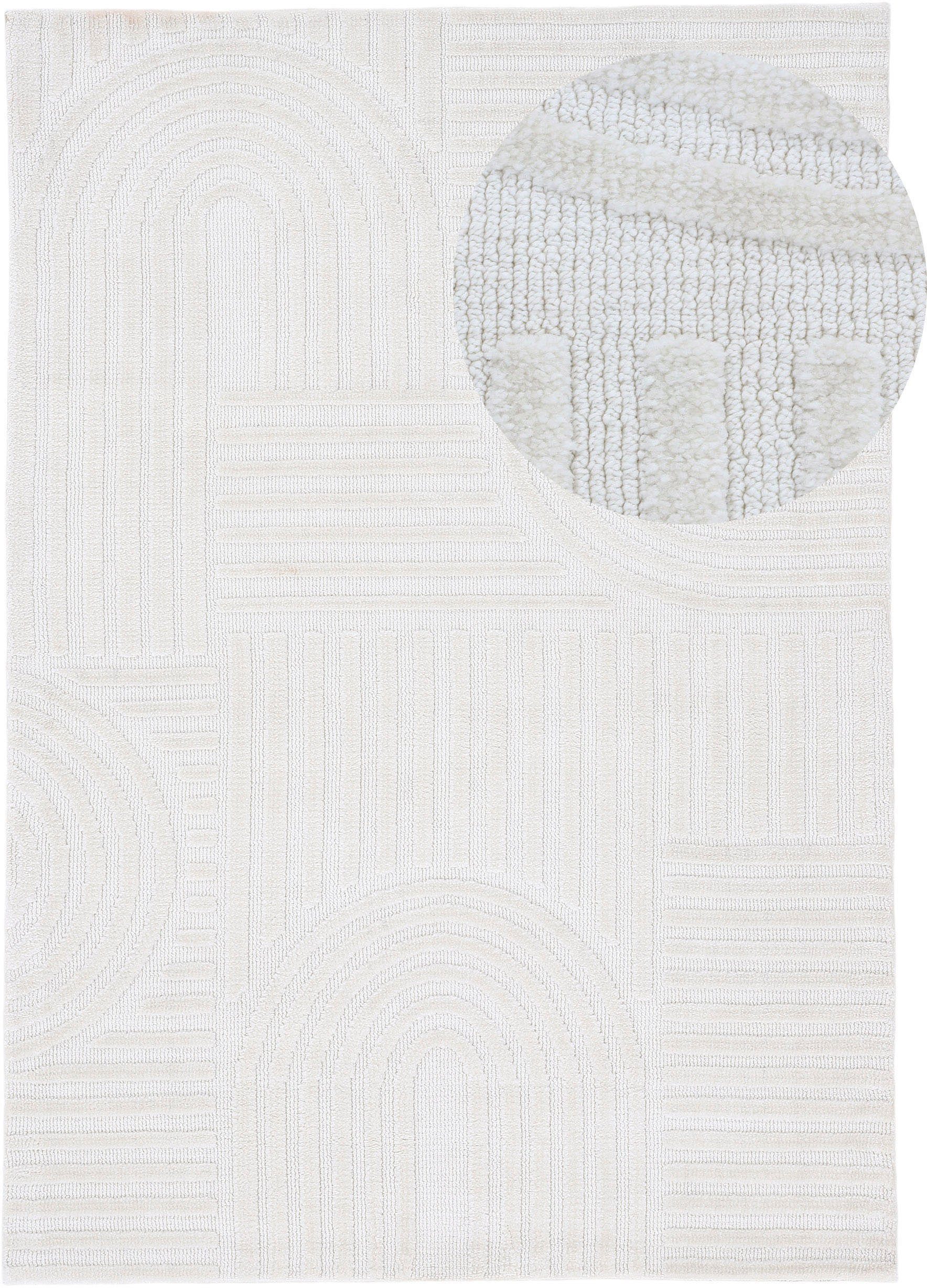 Teppich Holly Soft weiche Boho getuftete Scandi, dichte mm, Höhe: rechteckig, 4 Wohnzimmer Hoch-Tief-Struktur, Microfaser Touch beige - carpetfine, Teppich, 12