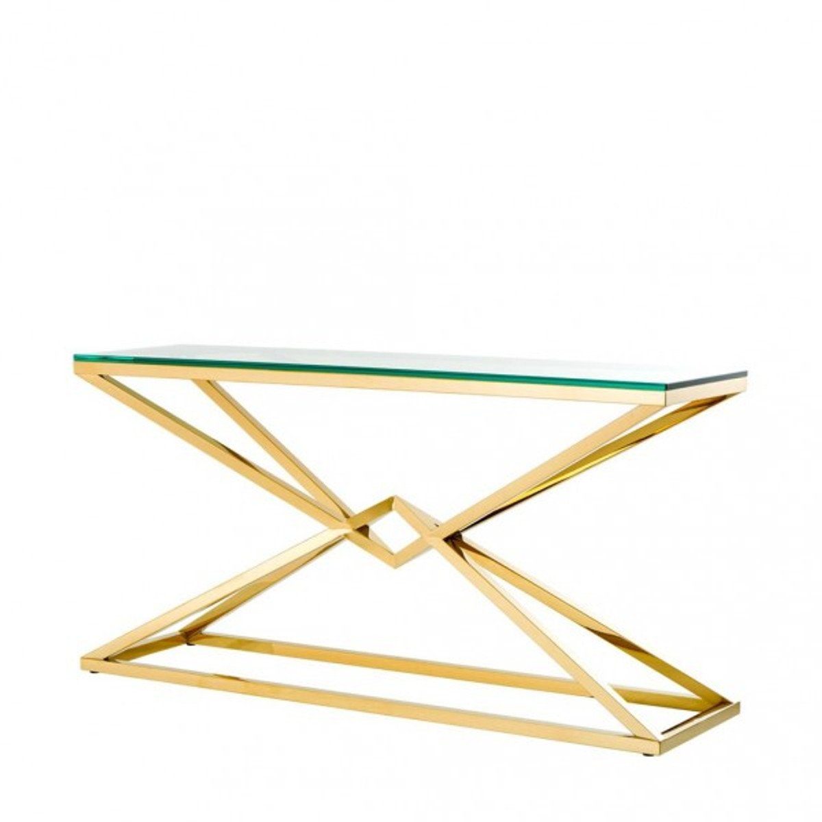 Casa Padrino Beistelltisch Luxus Konsole Edelstahl Gold Finish 150 x 40 x H 74 cm - Konsolen Tisch Möbel