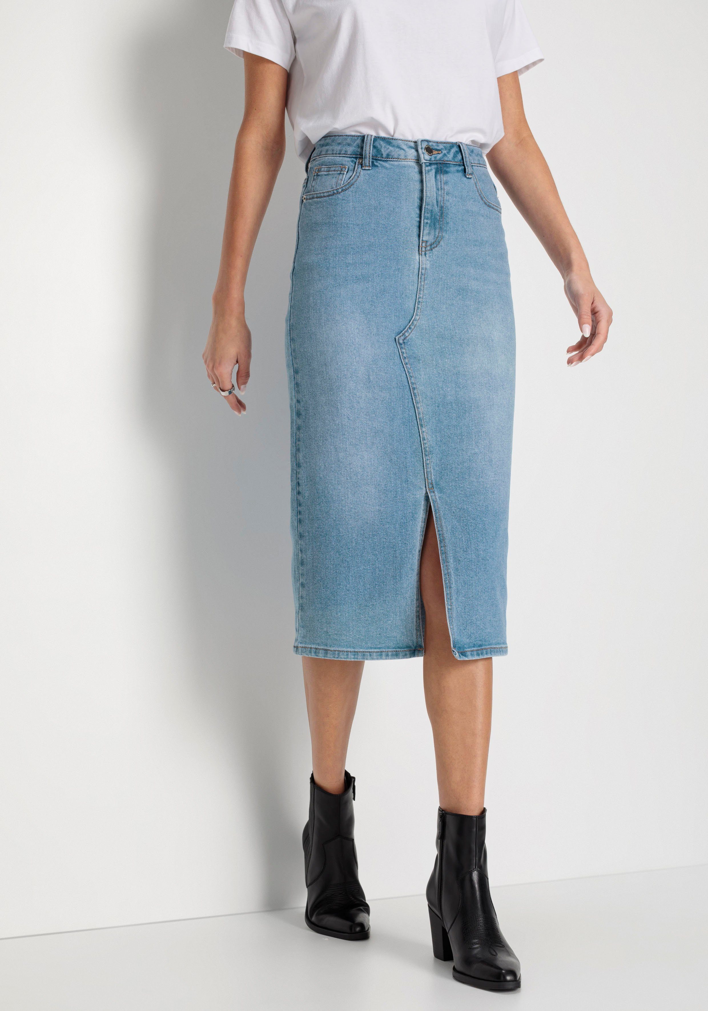 HECHTER PARIS Midirock mit Schlitz vorne günstig online kaufen