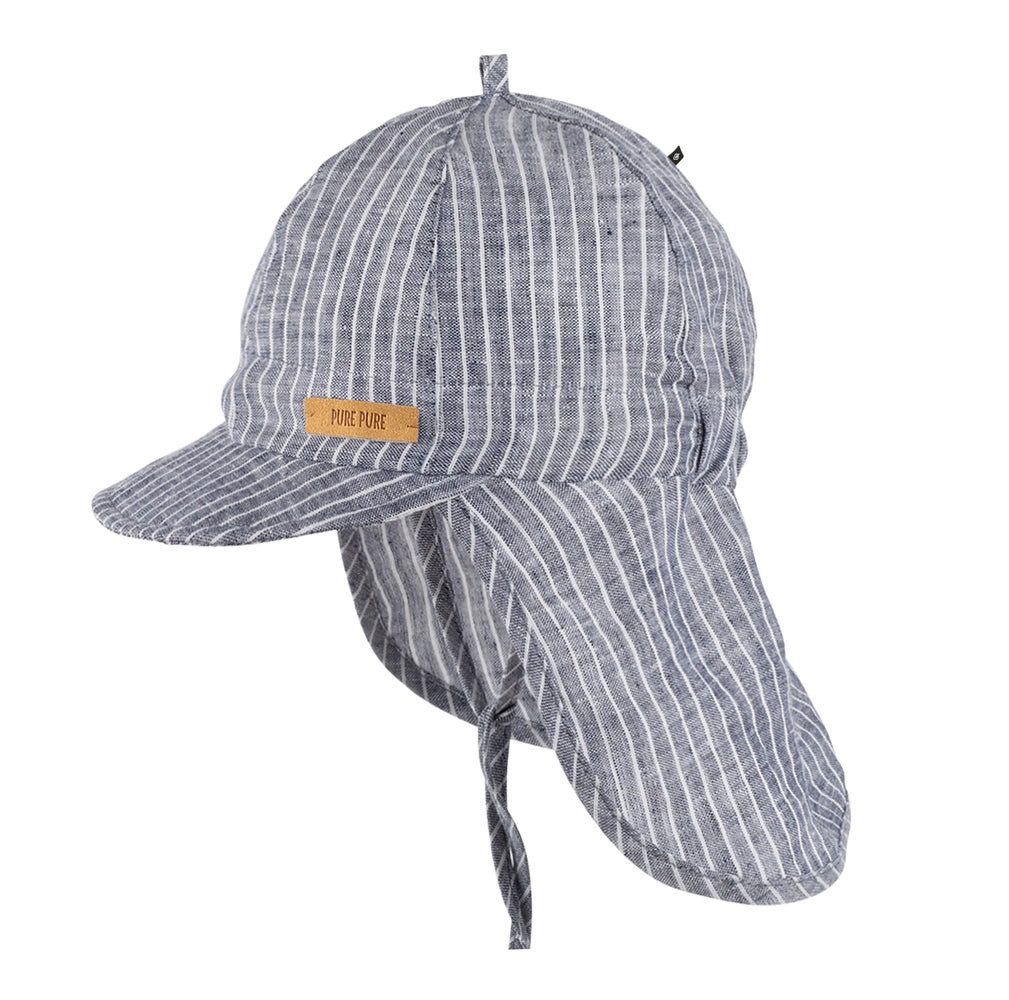 PURE PURE by Bauer Erstlingsmütze Pure Pure Mini Nackenschutzcap Leinen Stripes