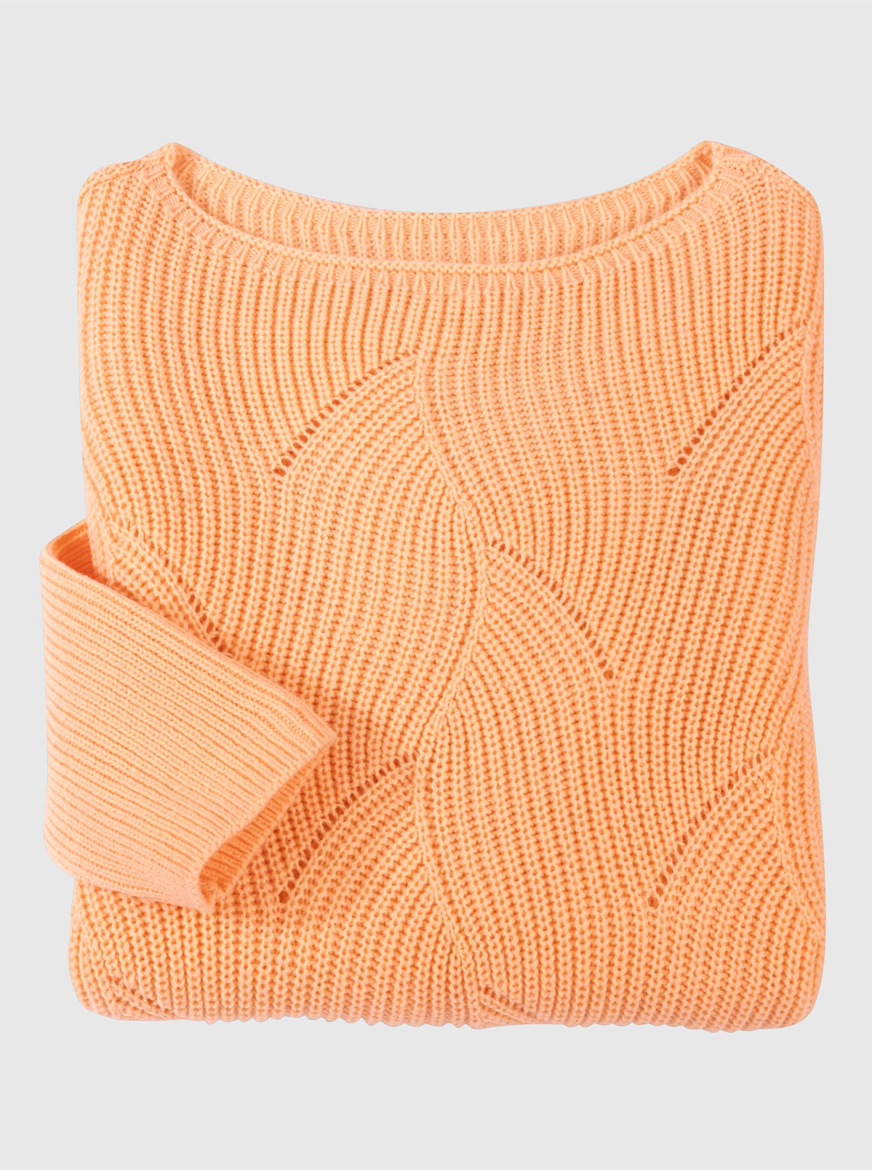 Sieh an! Strickpullover U-Boot-Pullover Langarm Struktur