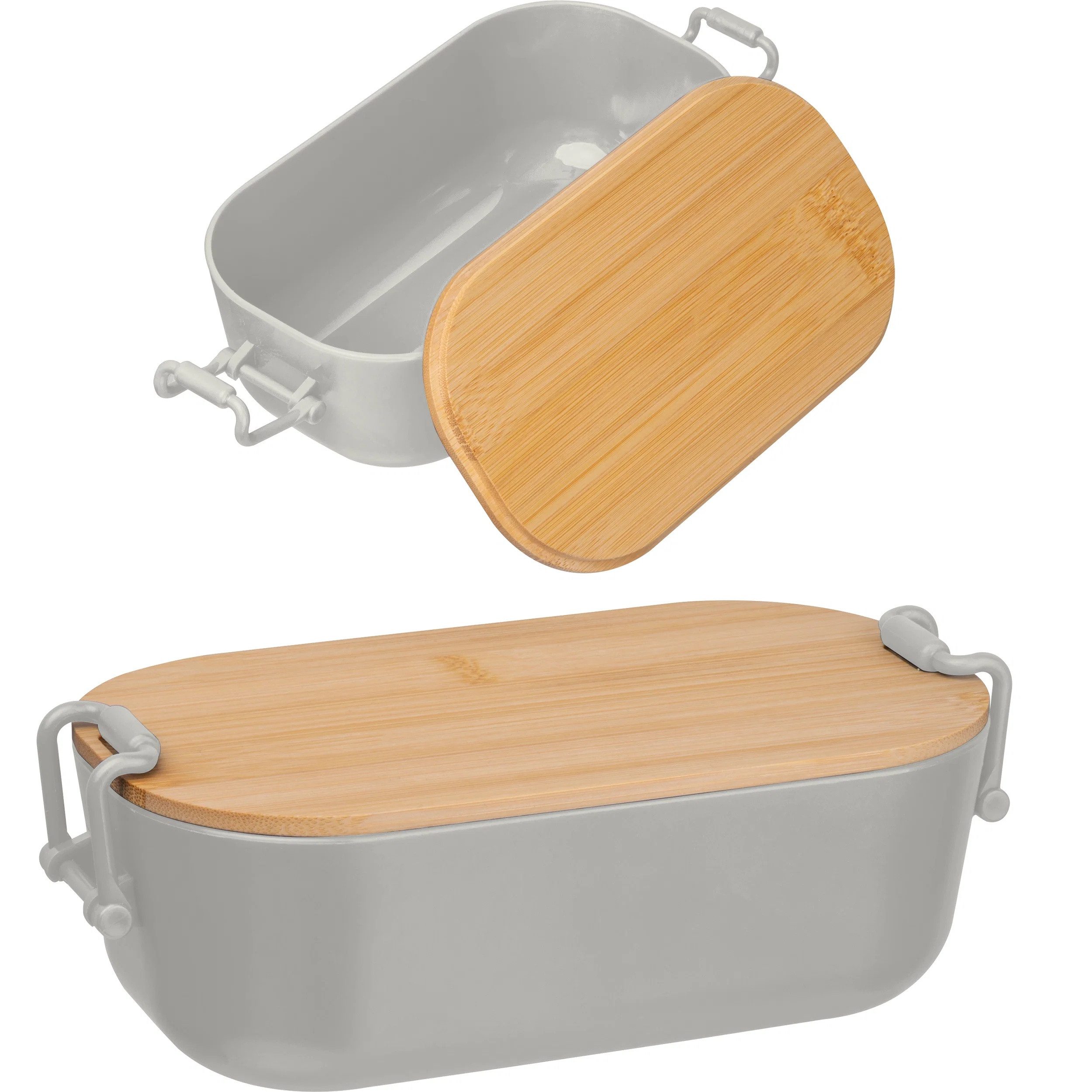 Macma Lunchbox Brotdose / Lunchbox / mit Bambusdeckel und Bügelverschluss / Farbe: gr