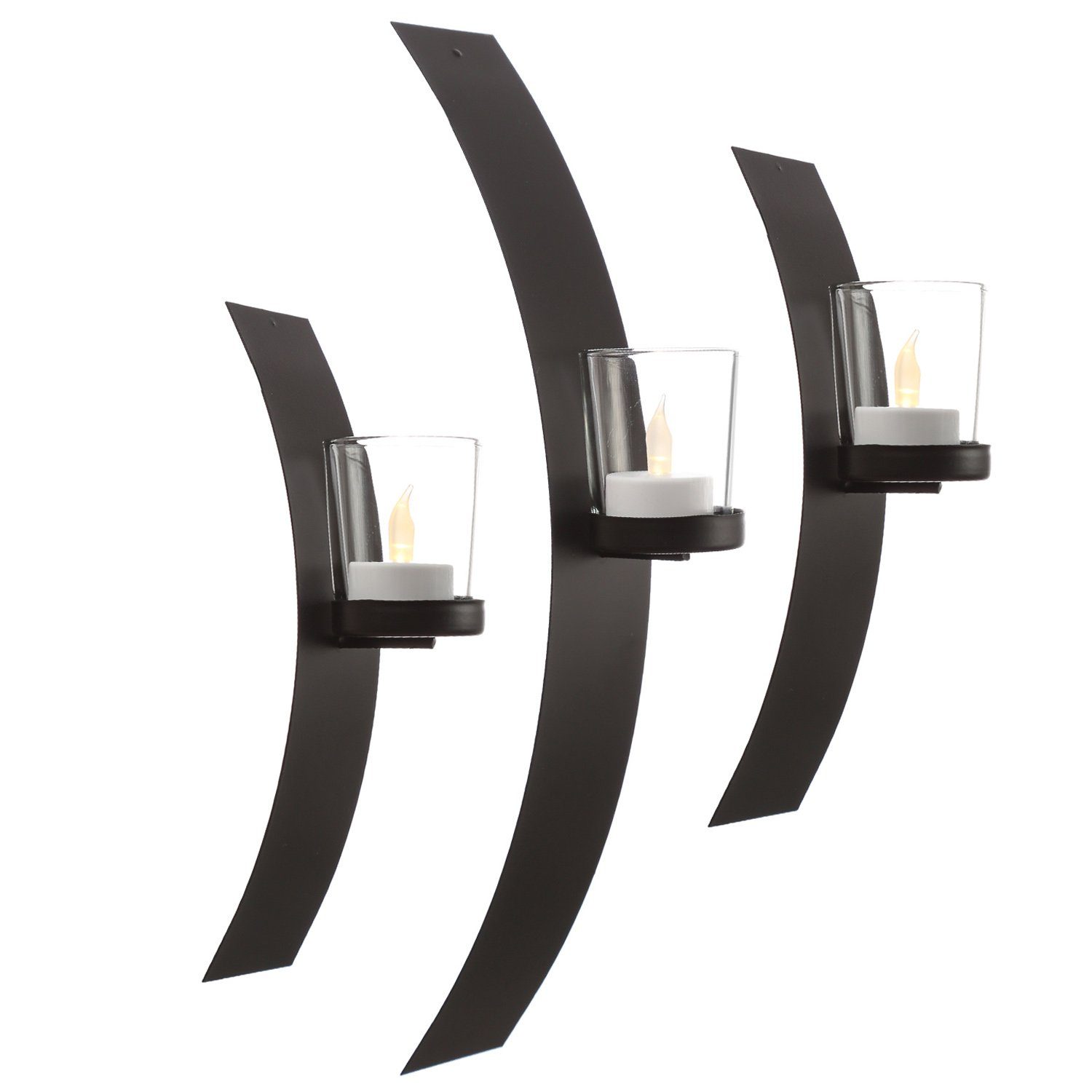 mit Höhen Teelichthalter Wandkerzenhalter 3er Set St) Glasteelichthalter 2 Wandkerzenhalter MARELIDA (3