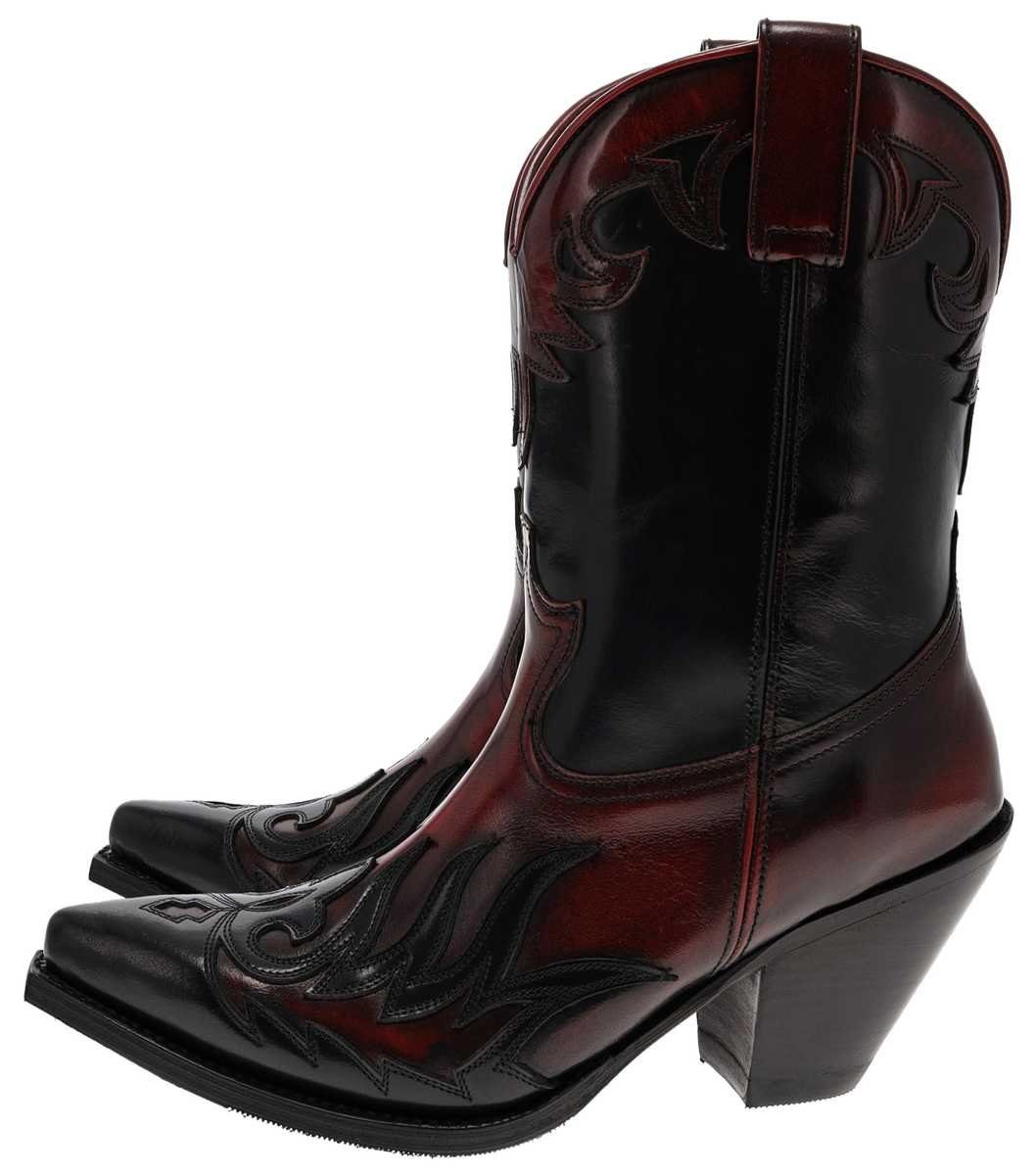 Schuhe Klassische Stiefeletten Sendra Boots 17448 Schwarz Rot Stiefelette Rahmengenähter Damen Westernstiefelette