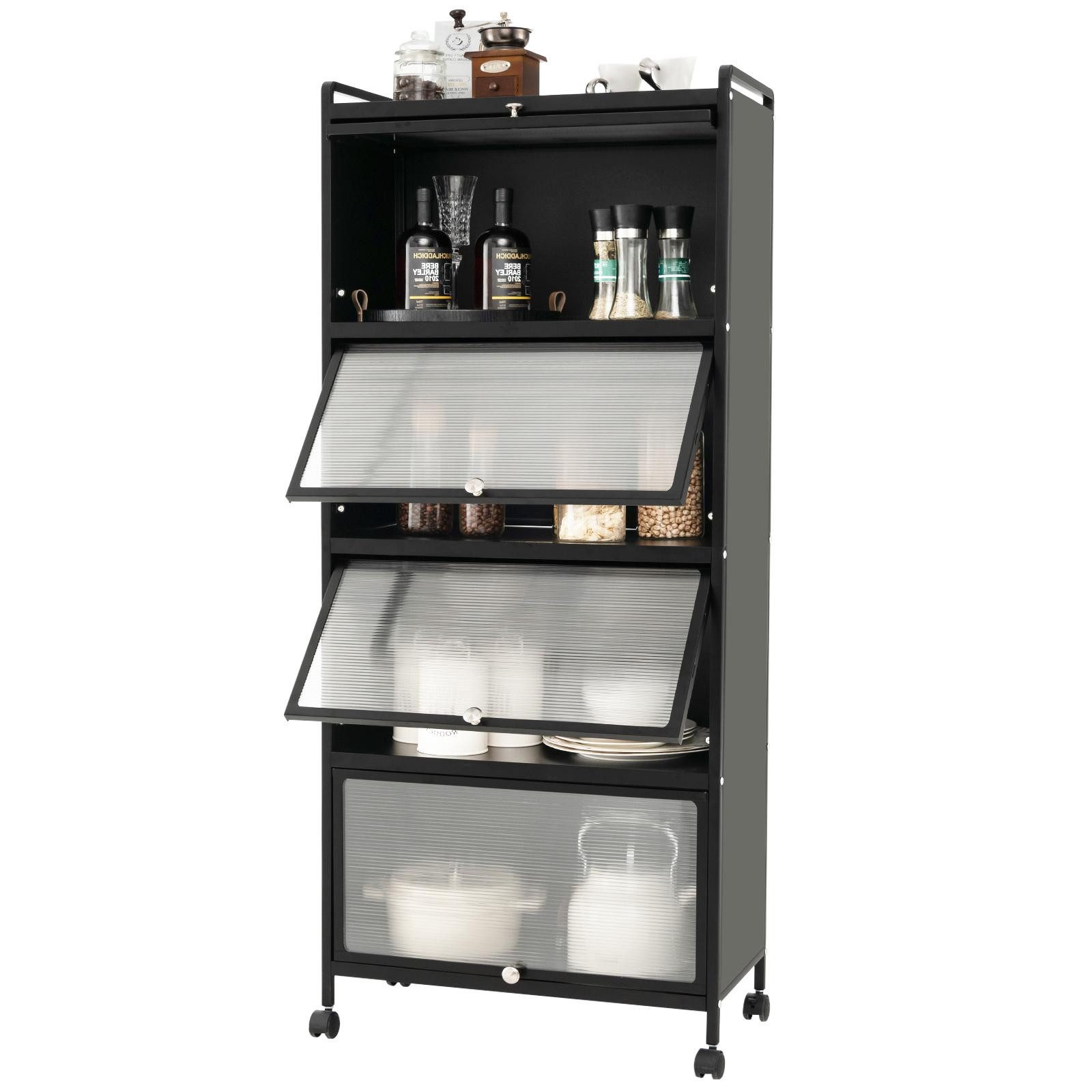 KOMFOTTEU Küchenregal auf Rollen, Küchenschrank Aufbewahrungsregal, mit 5 E günstig online kaufen