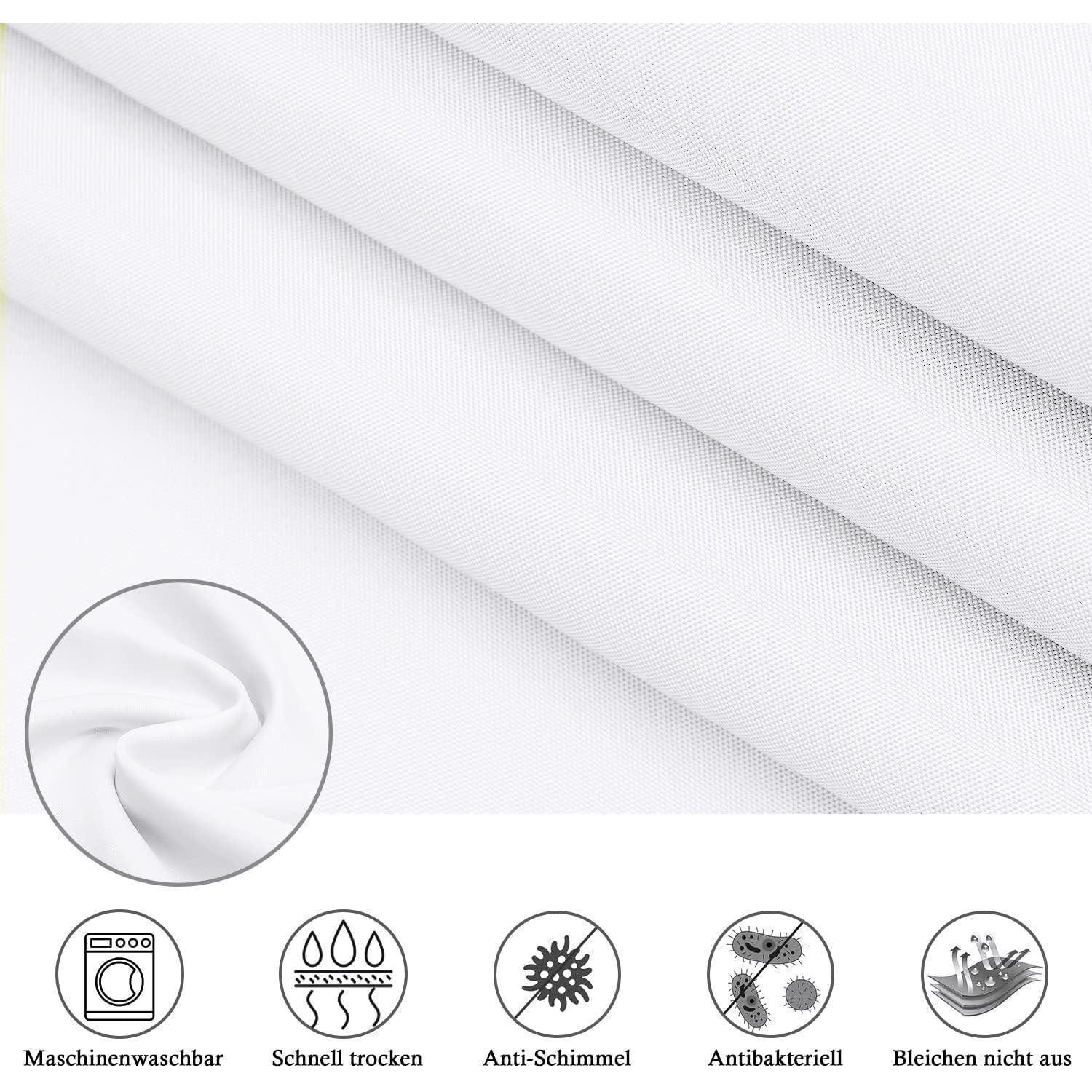 LuxusKollektion Duschvorhang Duschvorhang 100x200 Weiß Textilstoff Wasserdicht Badvorhang Breite 100 cm – Bild 5 von 5