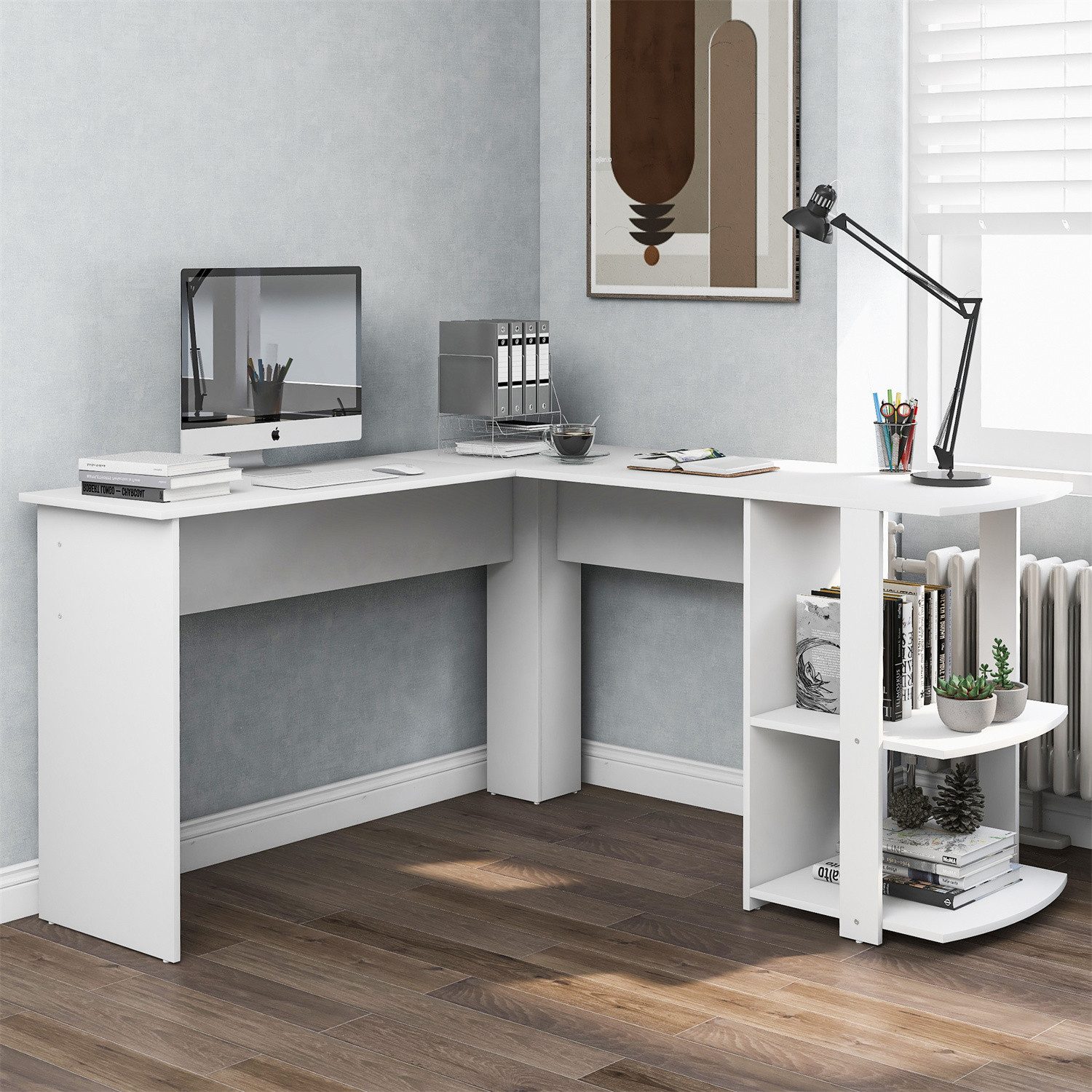 Eckschreibtisch Eckschreibtisch 140 CM Computertisch Schreibtisch,mit 2 Ablagen
