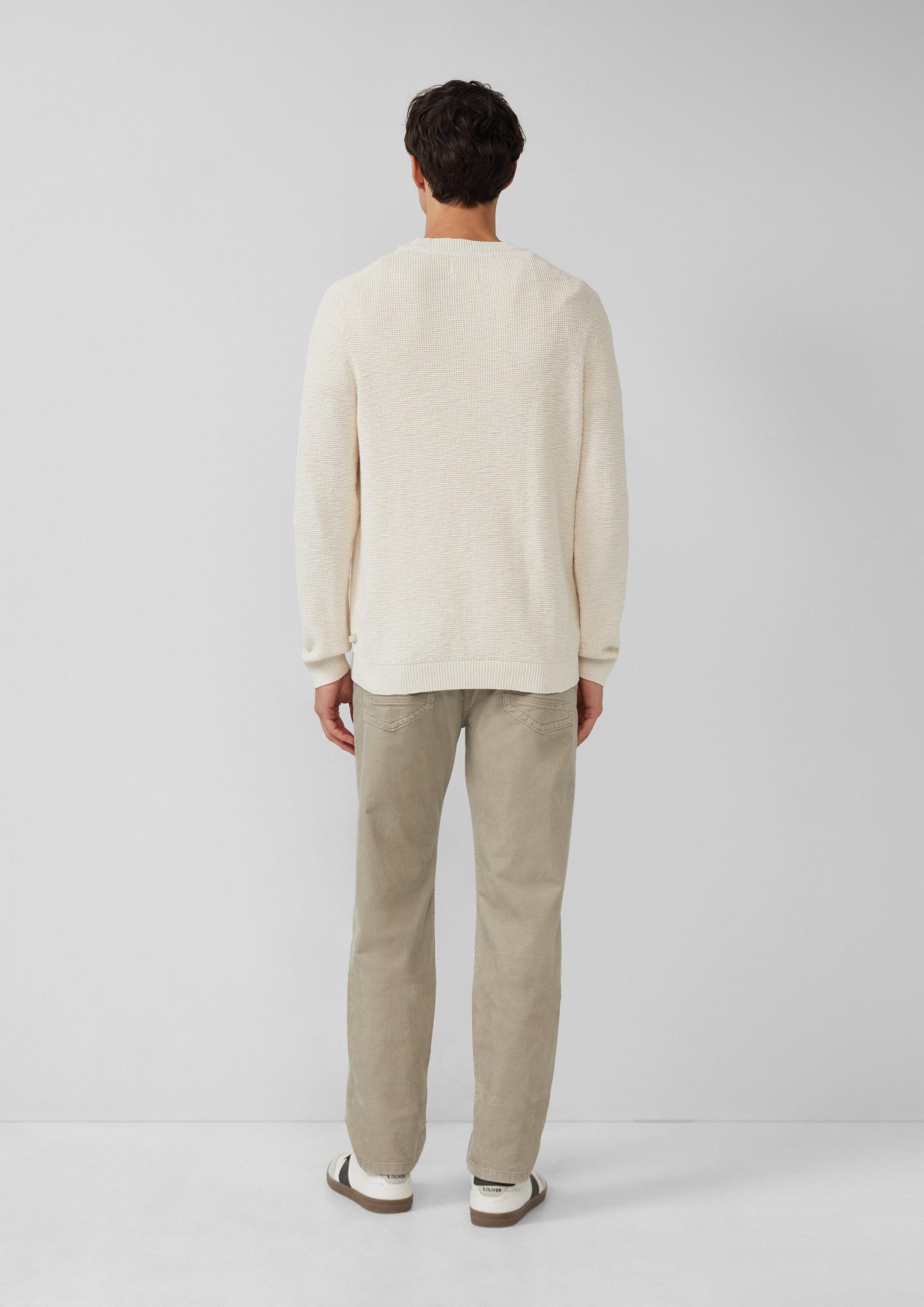 s.Oliver Longpullover Strickpullover Strickpullover mit Crew Neck und Strukturmuster