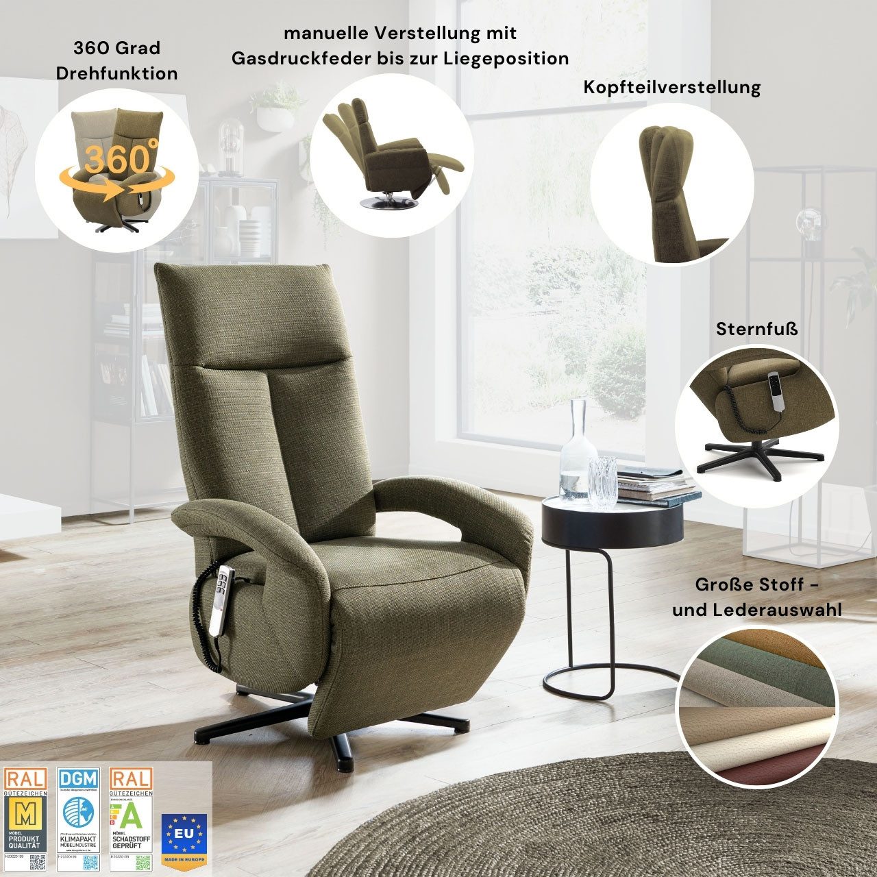 sit&more TV-Sessel TV Dance, wahlweise manuell oder elektrischer Funktion mit Akku
