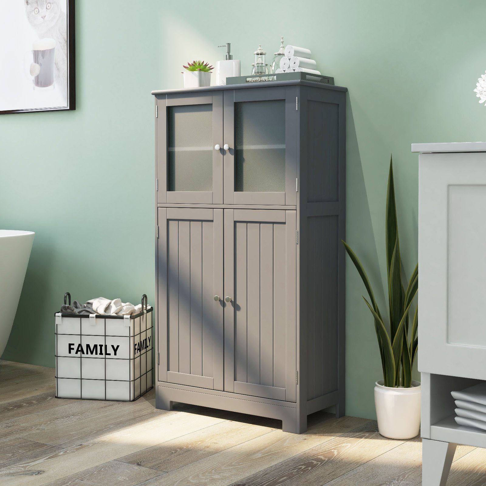 COSTWAY Mehrzweckschrank 4-türig, mit verstellbarem Regal,58 günstig online kaufen