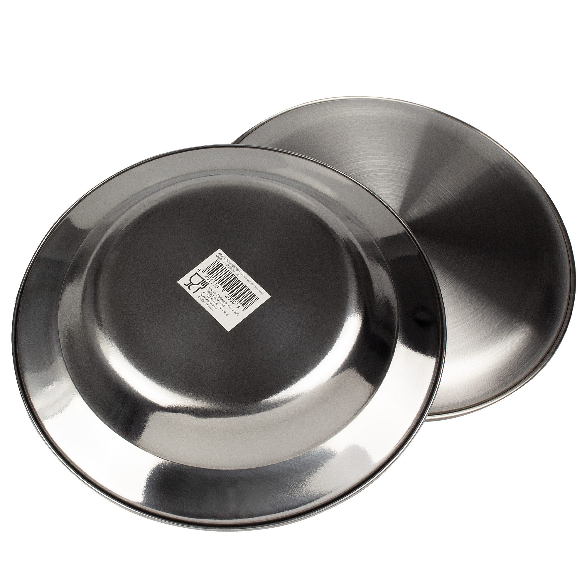 Black Snake Teller-Set Camping Teller Set Edelstahl flach und tief Outdoor (2-tlg), Edelstahl, Robuste Edelstahlteller für Camping und Outdoor