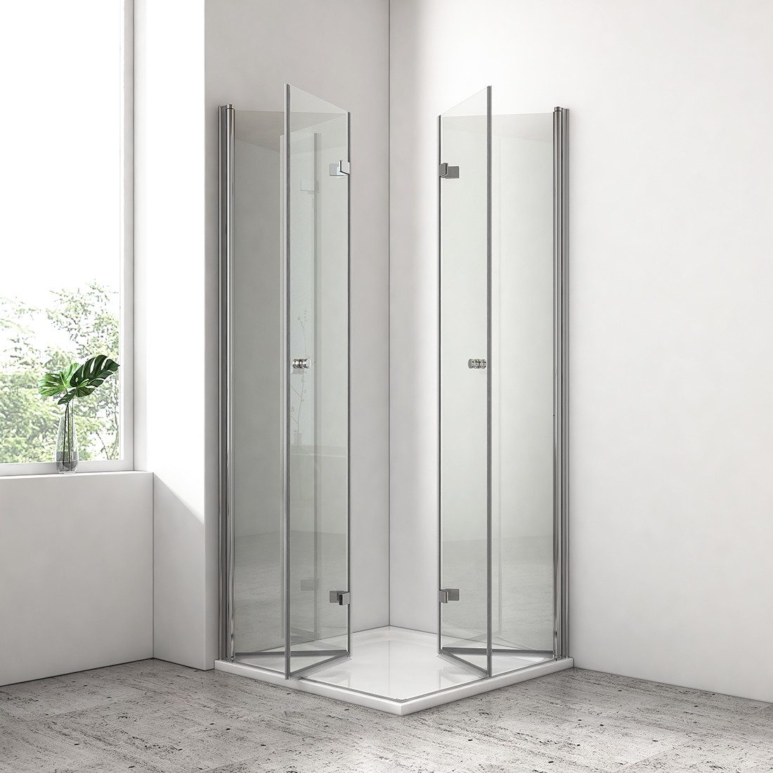 EMKE Eckdusche Faltbare Duschkabine mit Falttür und Eckeinstieg, Duschwand günstig online kaufen