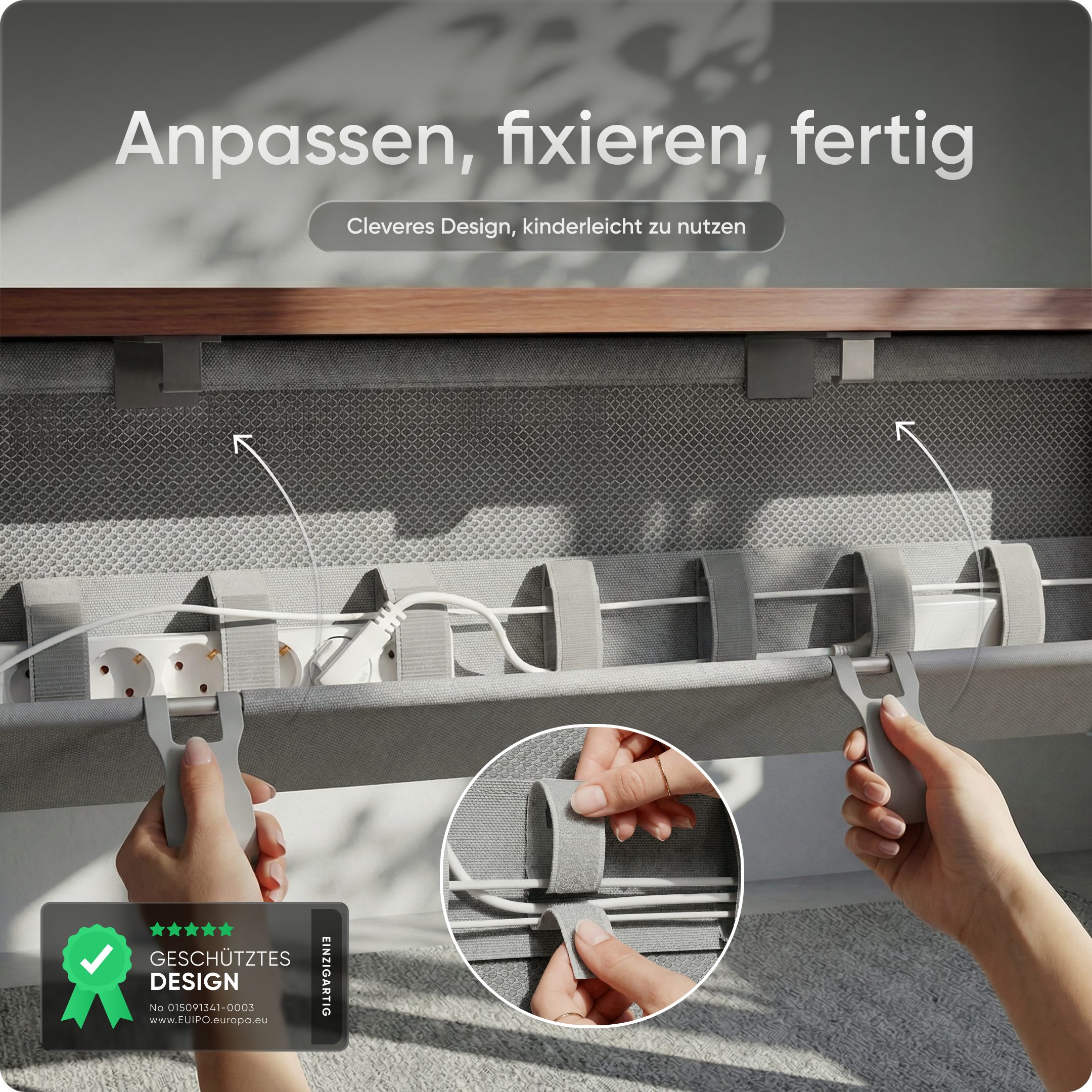 DESKSPACE Kabelkanal Kabelwanne Schreibtisch Kabelmanagement - Schreibtisch Kabelkanal (Einzelset, Einzelartikel), Beidseitig klappbar, stabil, einfache Montage, 94 cm lang