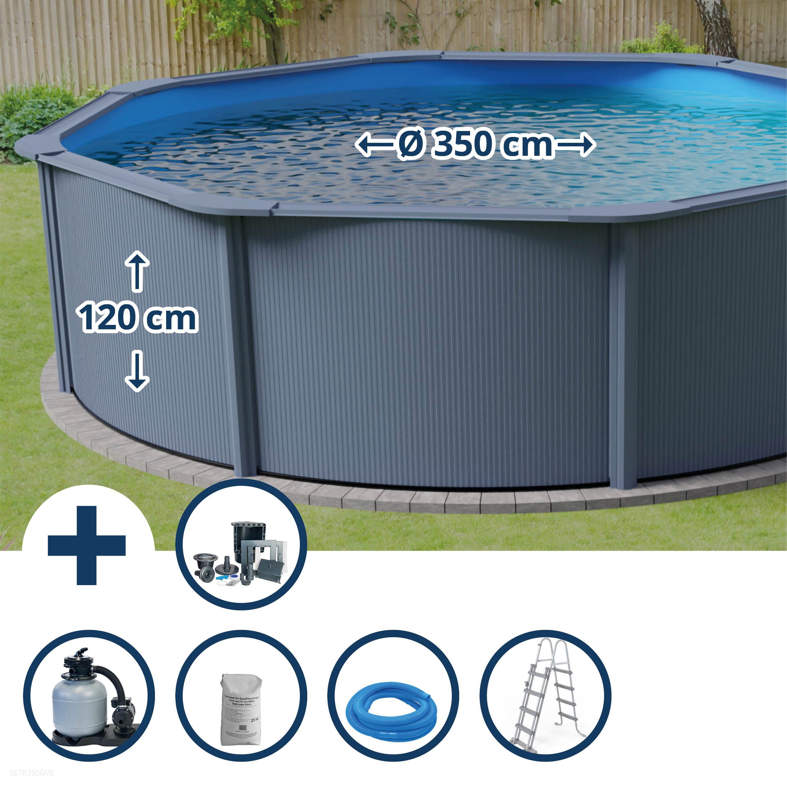 Gre Rundpool Stahlwandpool Set (5teilig) hoch rund Classic 360