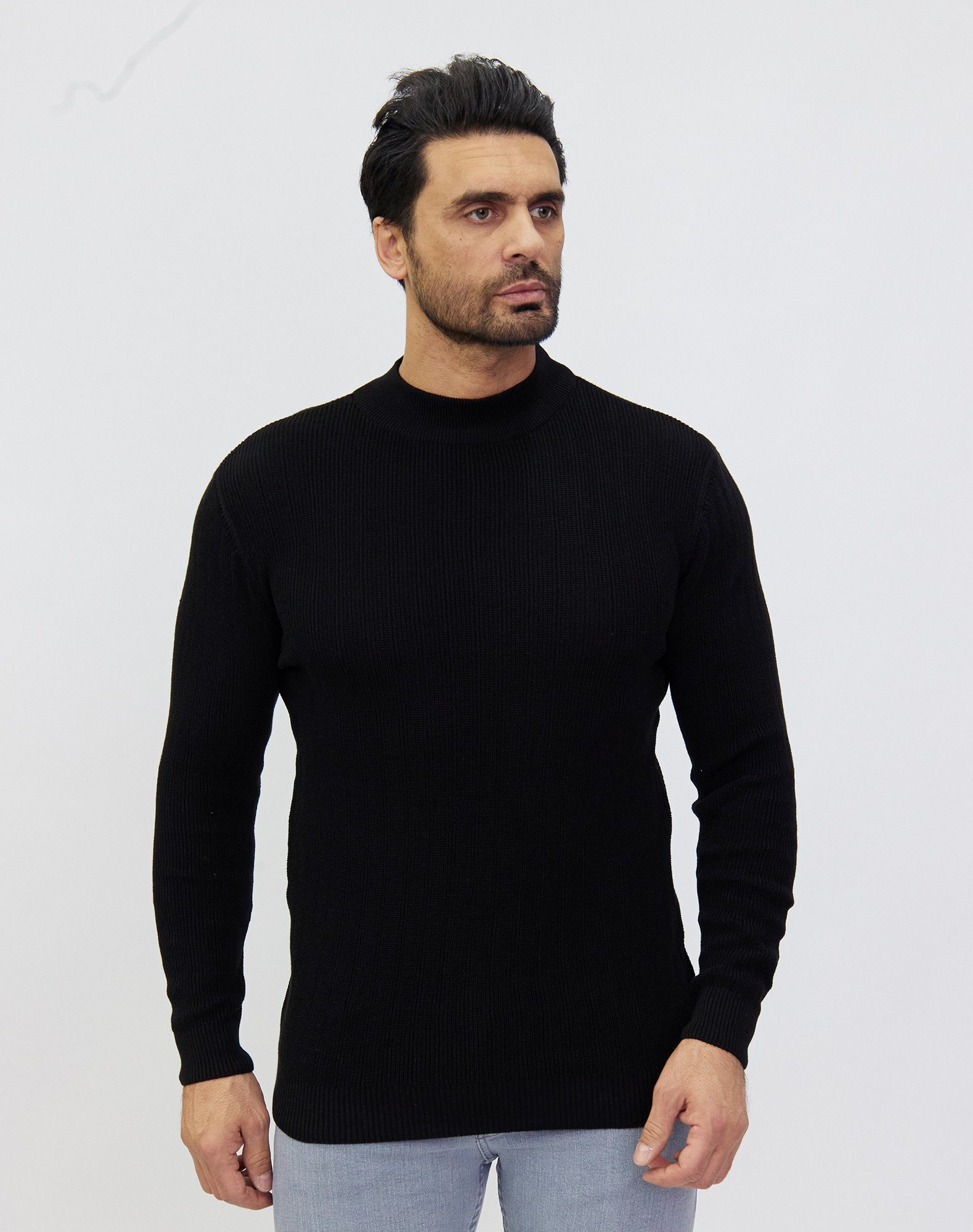 Denim Distriqt Strickpullover Stehkragen Pullover in günstig online kaufen
