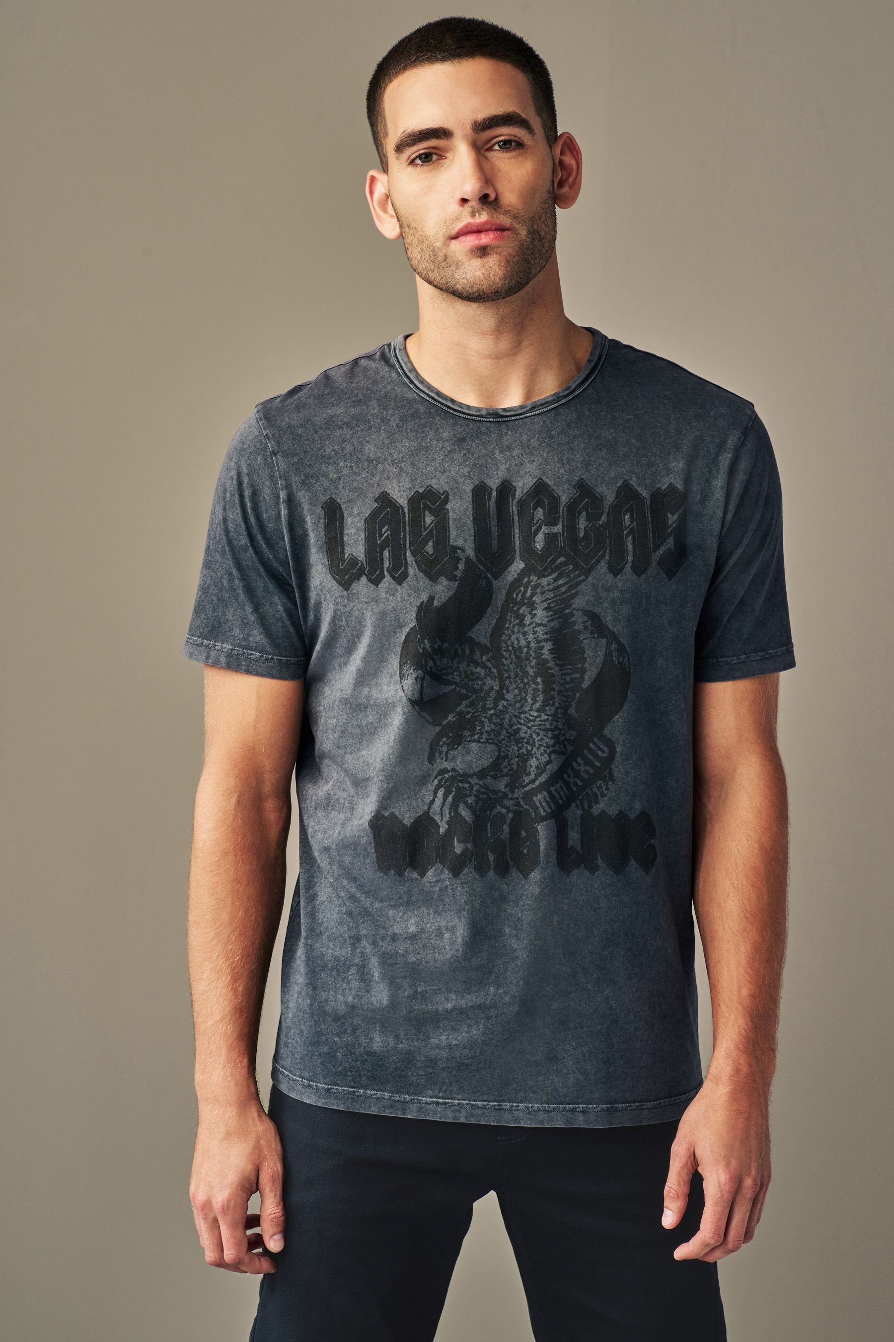 (1-tlg) Next Charcoal Eagle Grey T-Shirt Print mit Print-Shirt