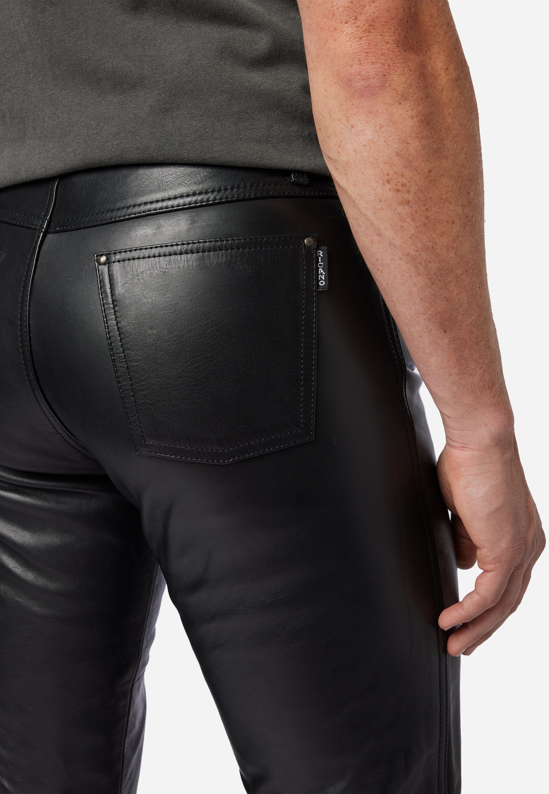 RICANO Lederhose No. 3 TR (Cow Waxy) Lederjeans aus hochwertigem Rind-Leder im 5-Pocket-Stil – Bild 4 von 5