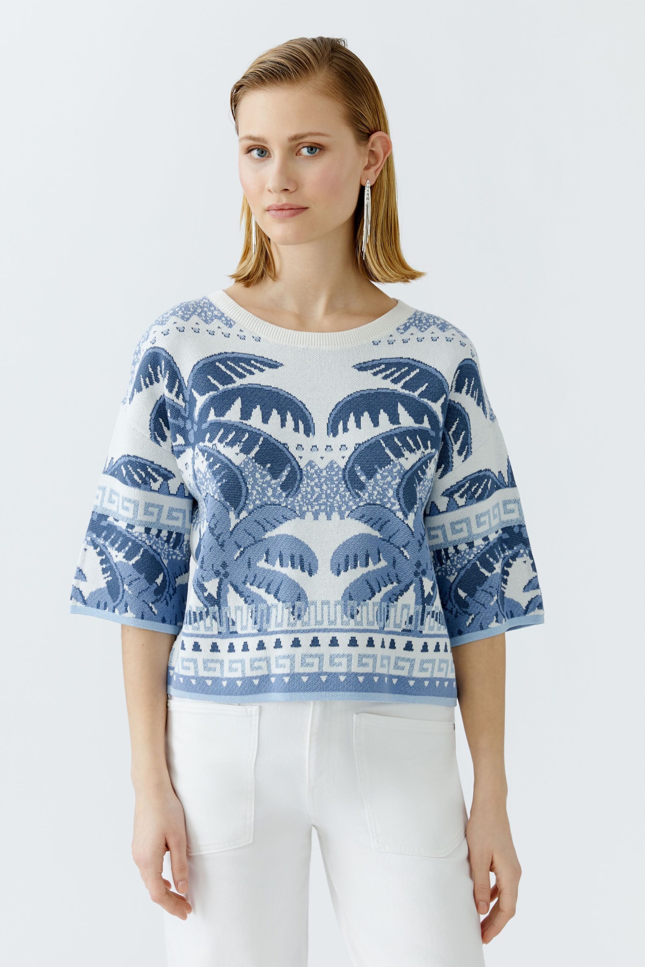 Oui Rundhalspullover Pullover Baumwoll- Viskosemischung mit günstig online kaufen