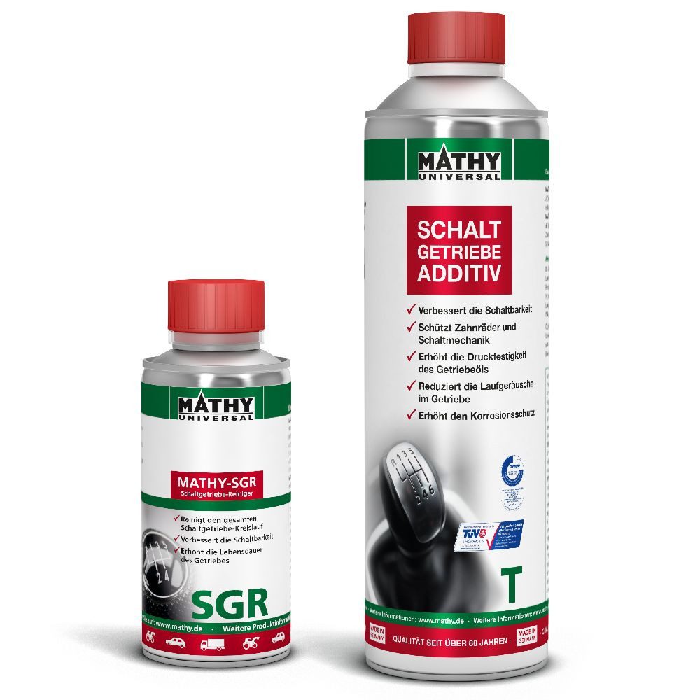 MATHY Getriebezusatz Schaltgetriebeöl-Reinigungsset 500 ml + 150 ml, 0,65 l, (2-St) Schaltgetriebereiniger:Öle mineralischer,teil-&vollsynthetischer Basis