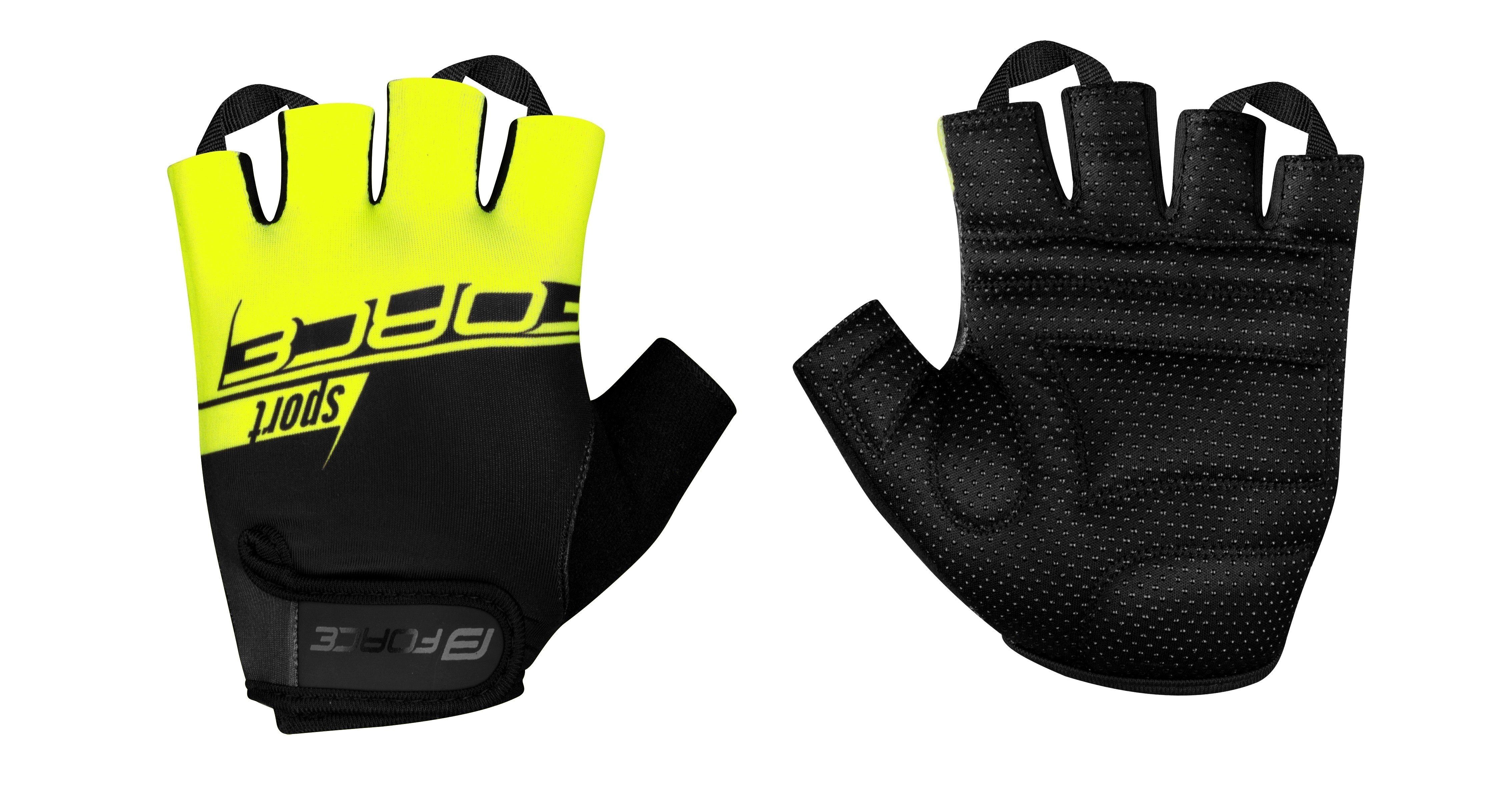 FORCE Fahrradhandschuhe FORCE Sommer Handschuhe Sport, schwarz - gelb | Fahrradhandschuhe