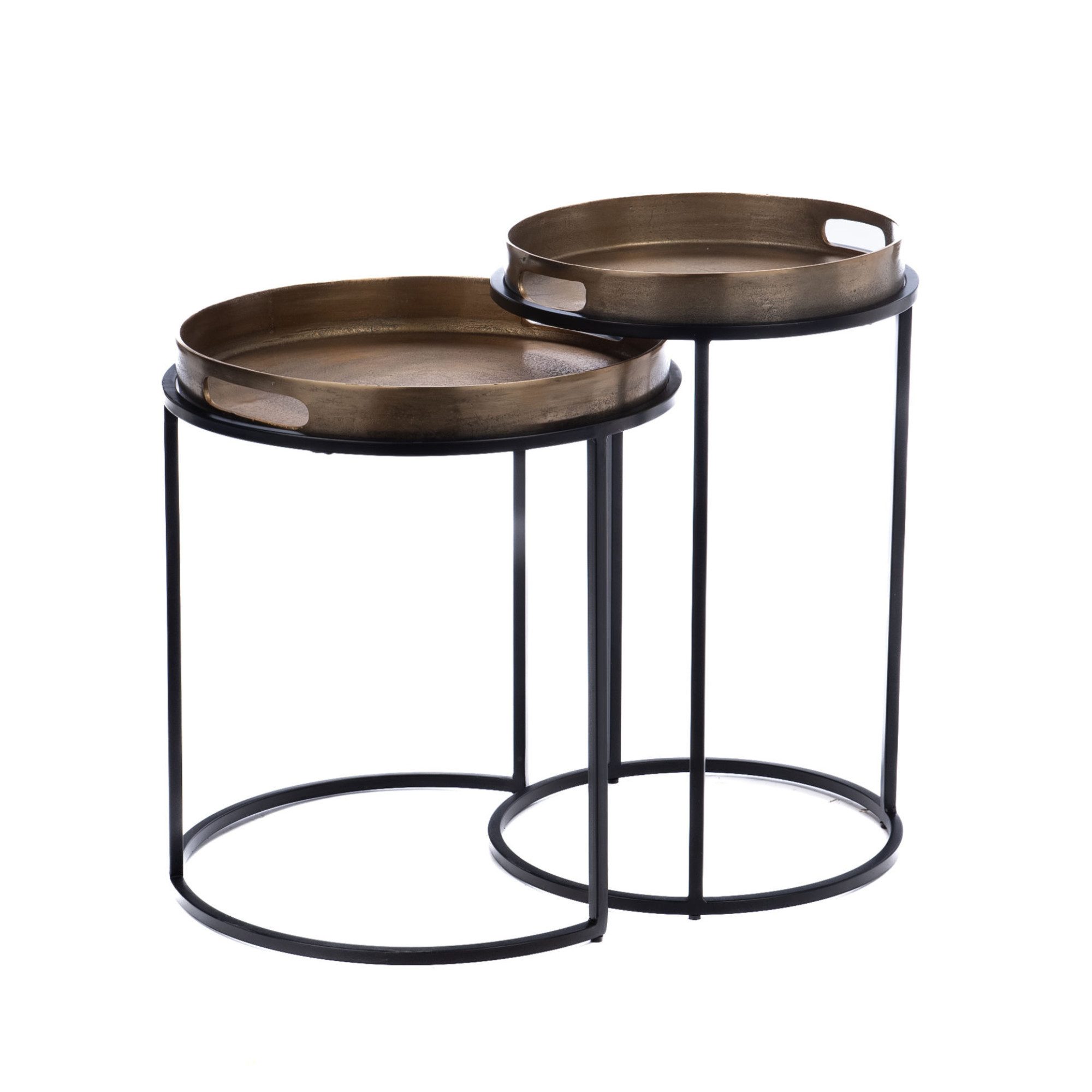 Villa Möbel Beistelltisch Laune (Set, 2-St., 2'er Set), aus Aluminium Kupferoptik mit schwarzem Metallgestell als Set