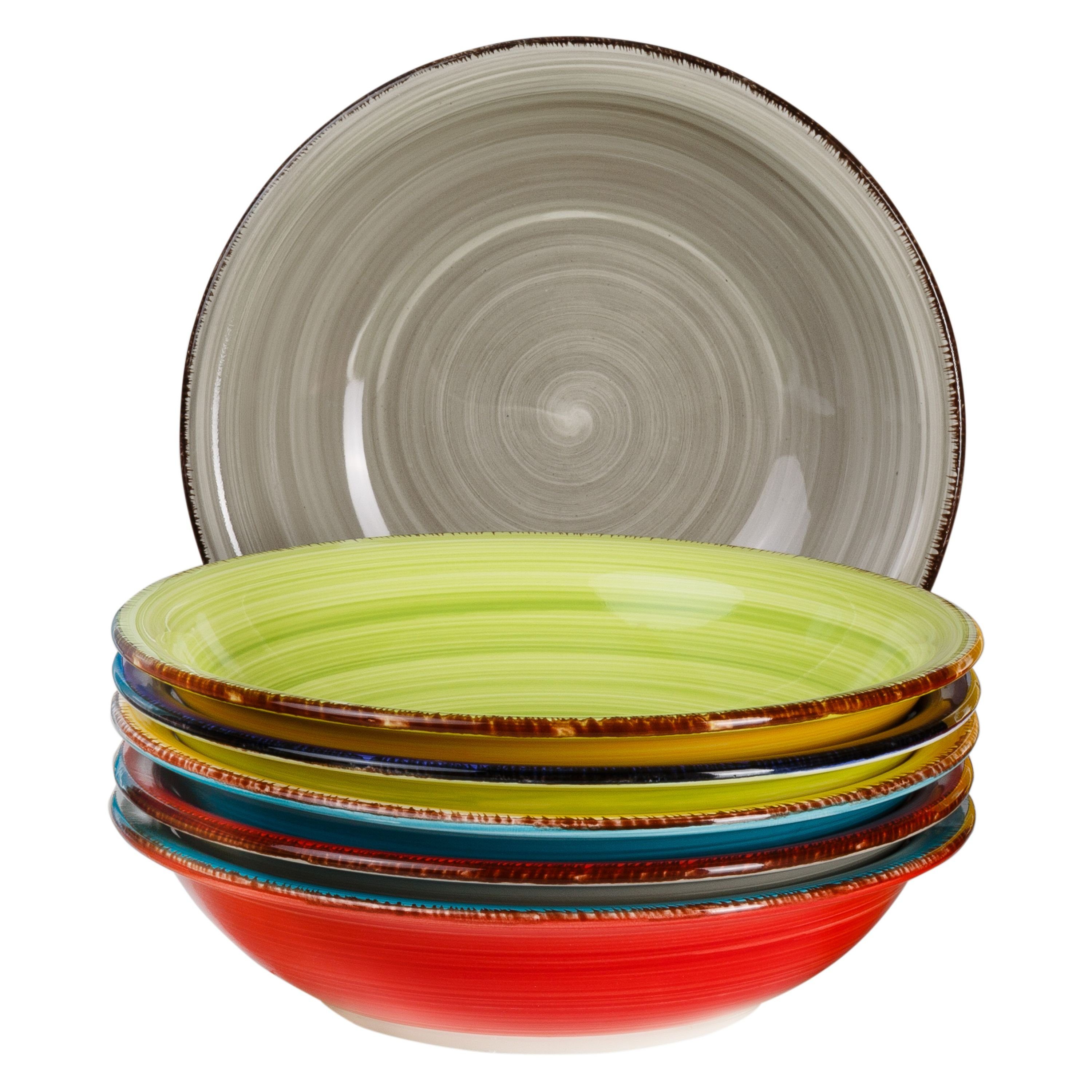 Suppenteller 6er Set Essteller tief Malaga Snaily bunt
