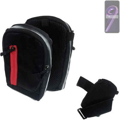 K-S-Trade Handyhülle für Realme 9 Pro, Outdoor Gürteltasche Holster Umhängetasche schwarz Handy Tasche