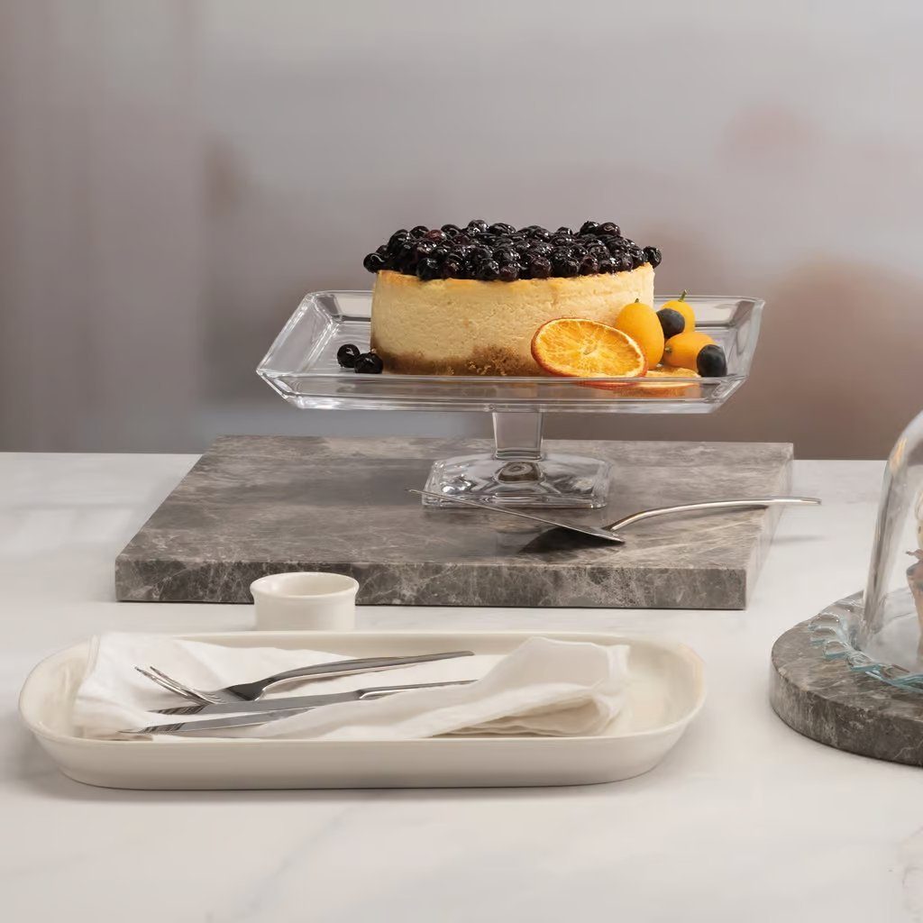 Pasabahce Kuchenplatte Tortenplatte Madlen Kristall Durchsichtig (23,7 x 8 x 23,7 cm)