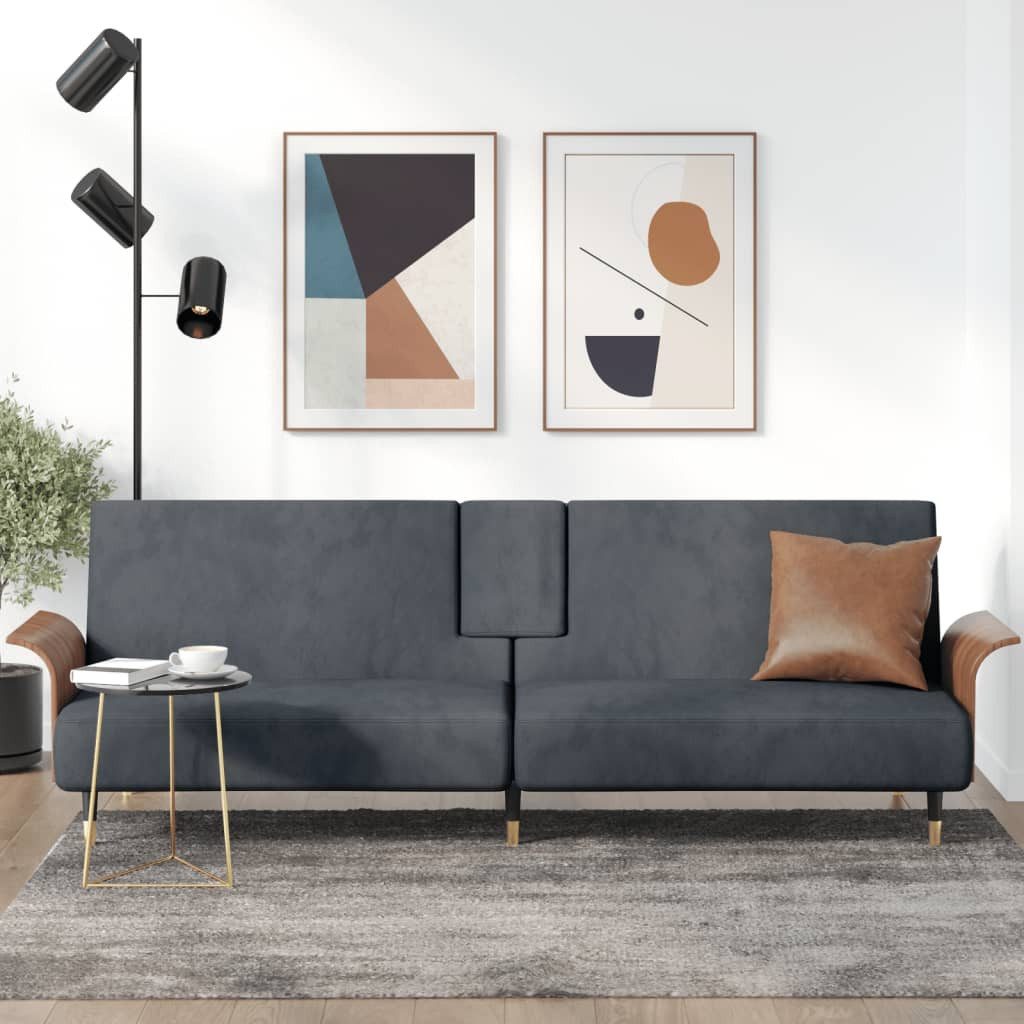 vidaXL Sofa Schlafsofa Sofa mit Getränkehaltern, Dunkelgrau günstig online kaufen