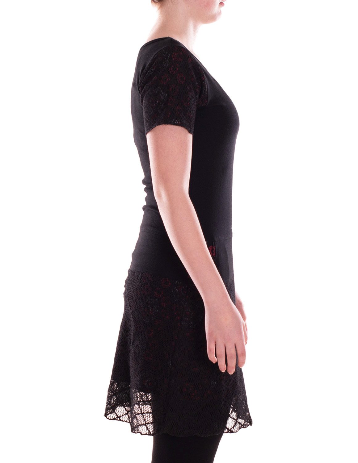 Vishes Sommerkleid Damen A-Linie Kleid Baumwolle Blumen-Muster mit Spitzenapplikationen Alternative Bekleidung, Ethno, Hippie, Retro Style