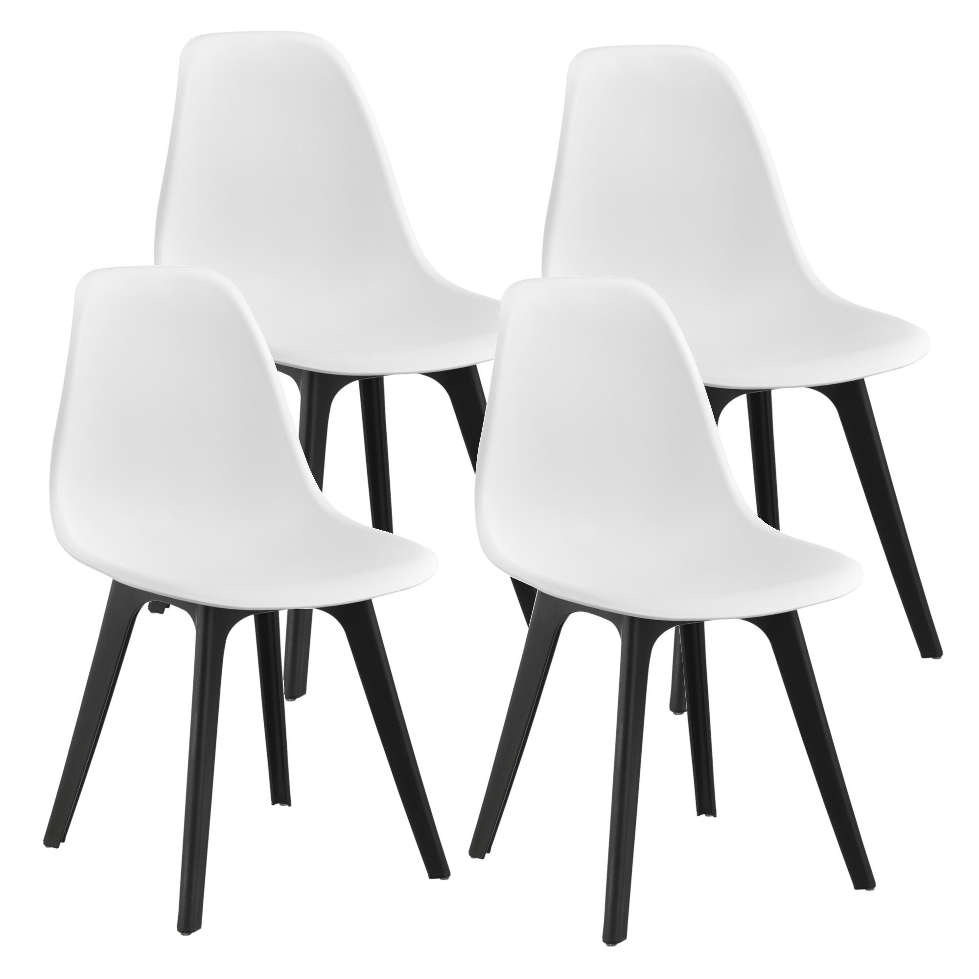 Weiß (Set, Essgruppe, »Stathelle« en.casa Tisch), Stühle, - schwarz + Stühlen 1 4 Weiß/Schwarz weiß mit Küchentisch 5-tlg.,
