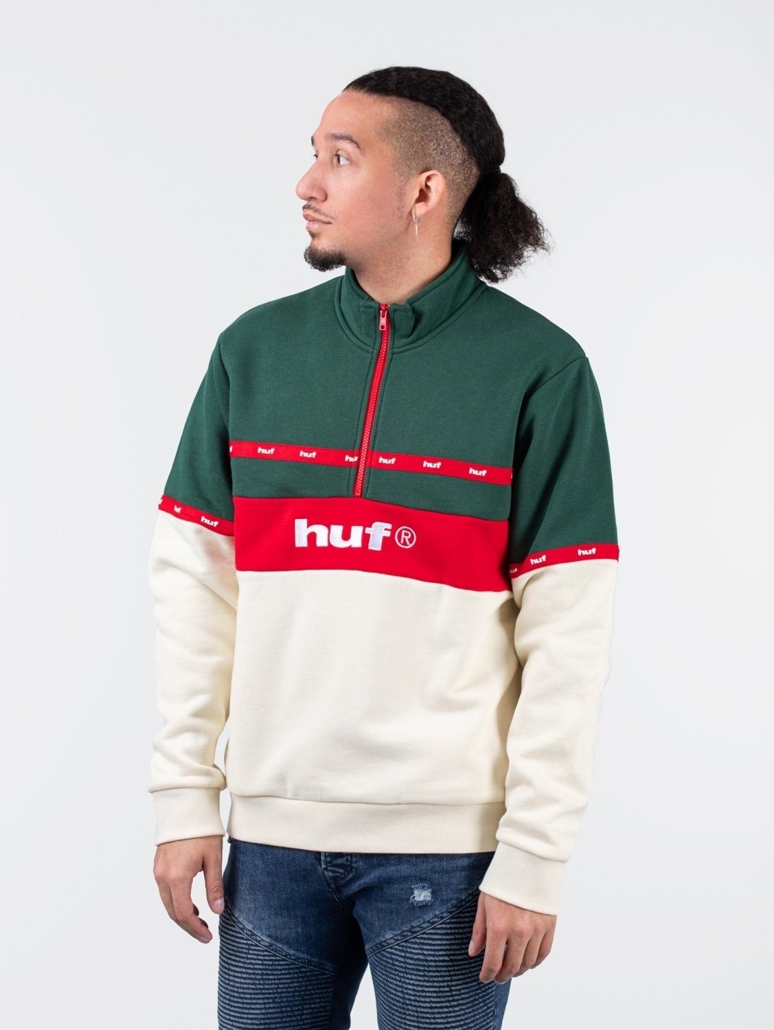 HUF Sweater HUF Taped Zip 1/4 Fleece