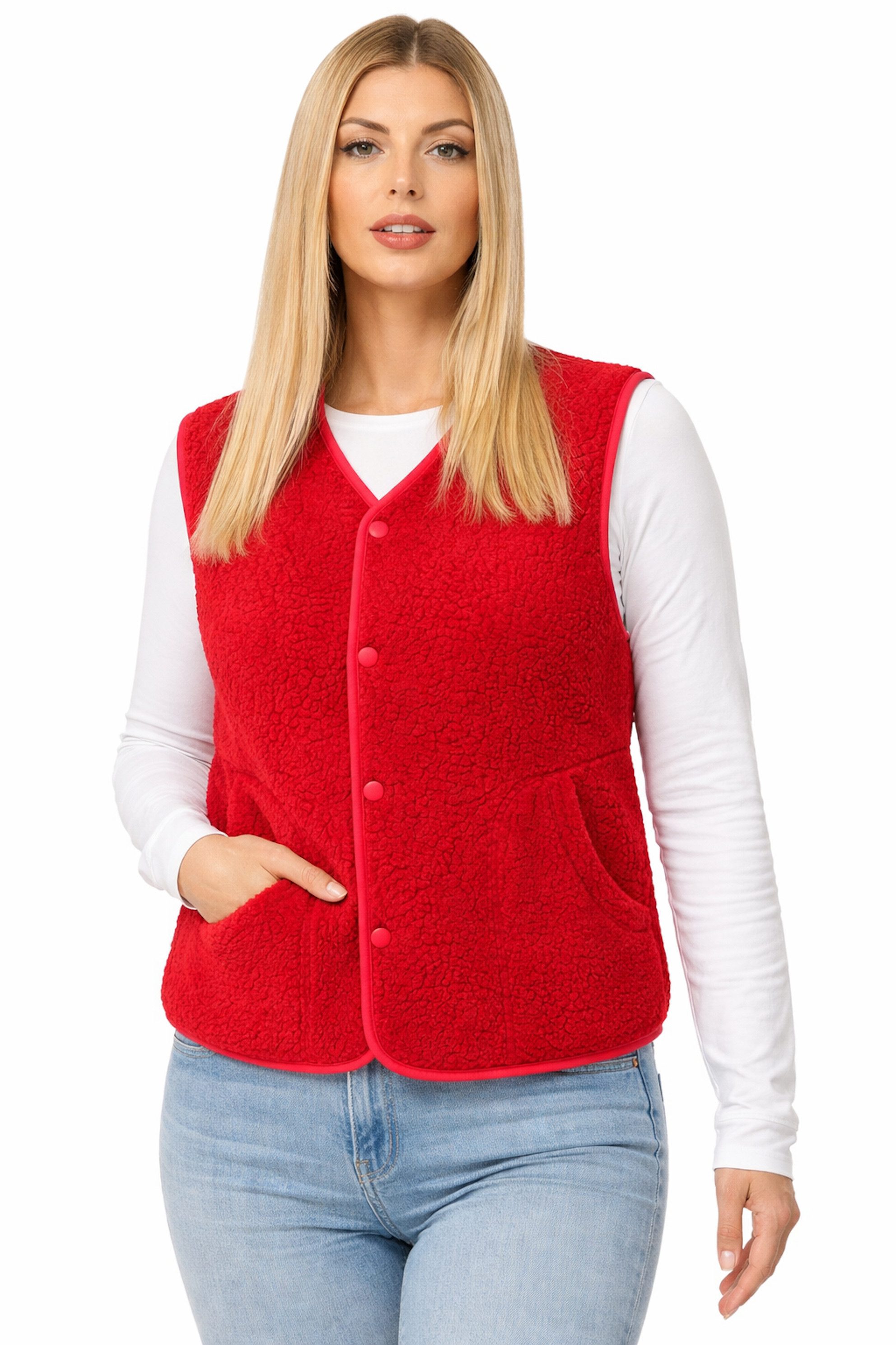 Worldclassca Fellimitatweste Worldclassca Teddy Weste Warm Kuschelig Kurz Herbst Winter Ärmellos Neue Kollektion - Stilvolle und gemütliche Mode für Damen