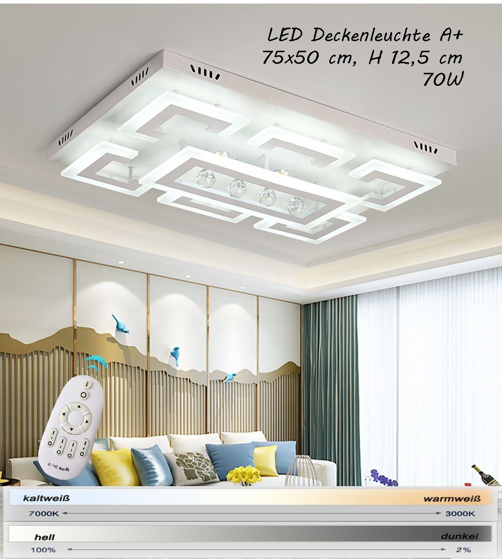 Euroton LED Deckenleuchte LED Pendelleuchte Kristall Fernbedienung Deckenleuchte Deckenlampen, LED fest integriert, kaltweiß, warmweiß, mit Fernbedienung stufen – Bild 3 von 5