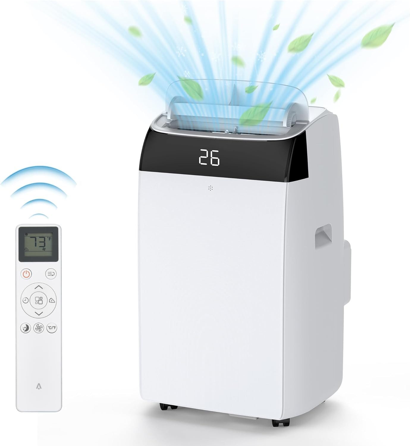 GarveeMore 3-in-1-Klimagerät mobile klimaanlage mit abluftschlauch & Touchpanel & Fernbedienung, 12000/10000 BTU, selbstverdampfend, bis 51 m², Fenster-Kit inklusive