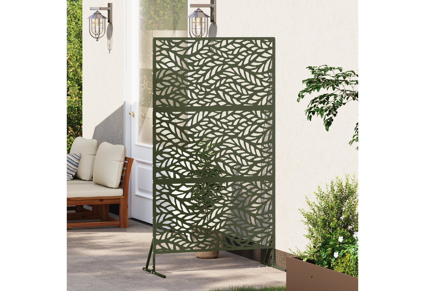 Thumbnail - vidaXL Gartenzaun Metallzaun-Element Olivgrün Pulverbeschichteter Stahl Standard, (1-St)